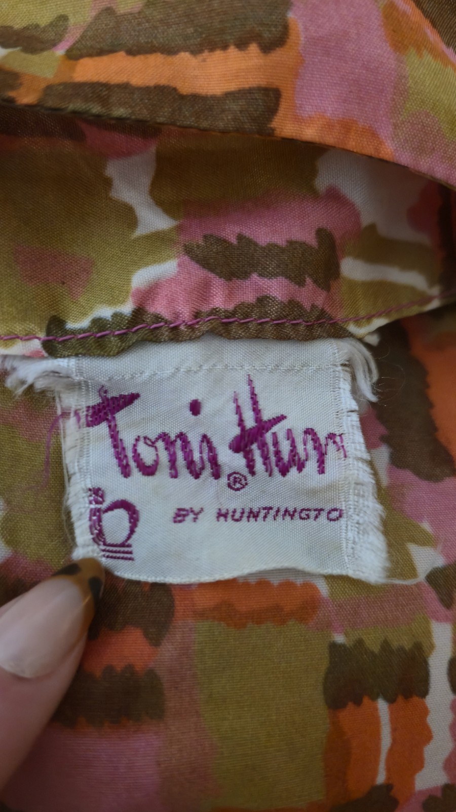 Vintage 1950s Orange Pink Day Dress, Toni Hunt By Huntington