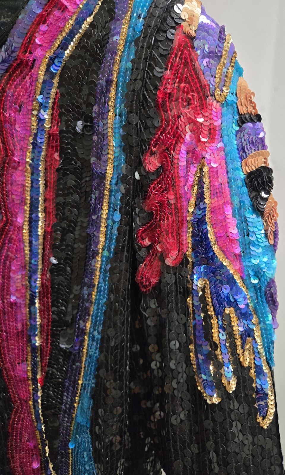 Women’s Vintage Jean For Joseph Le Bon 100% Silk Sequined 3/4 Sleeve Jacket MED