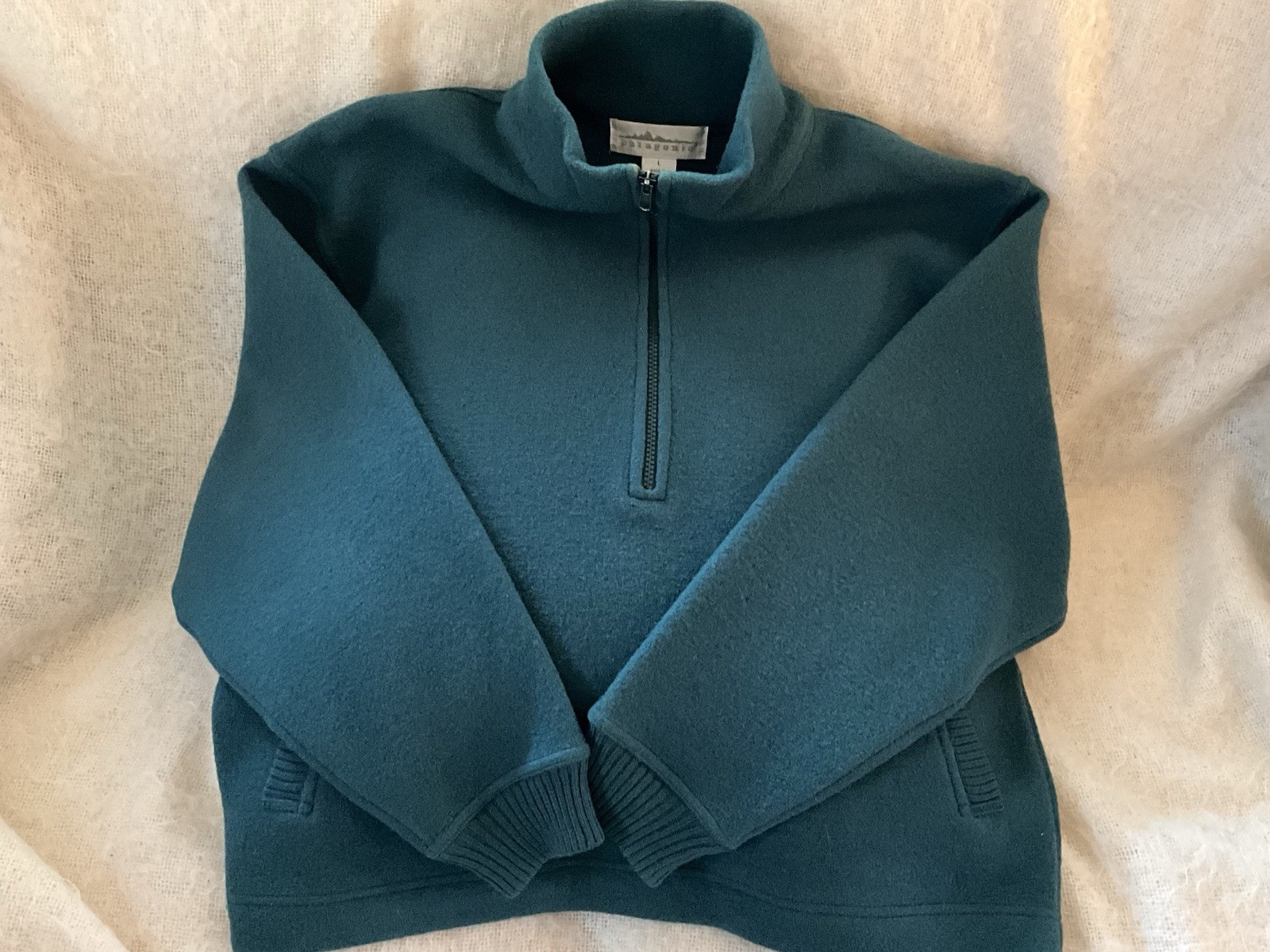 PATAGONIA WOMENS 1980’S VINTAGE HALF ZIP BOILED WOOL CUFFED LARGE