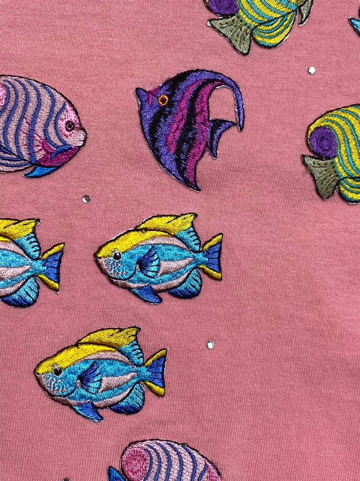 LEARSI Vintage Women’s Size Small Single-Stitch Coral Tee w/Embroidered Fish