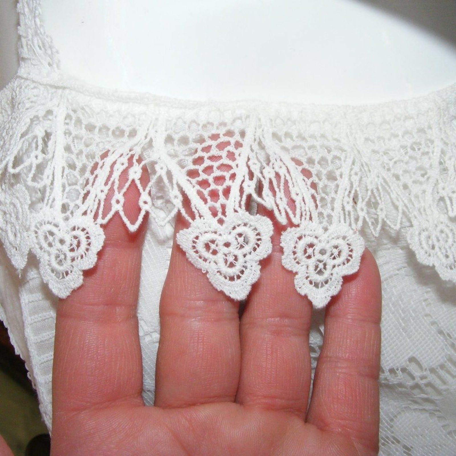JESSICA MCCLINTOCK Dress, XS/S, White Lace, Maxi, Spaghetti Straps, Vintage