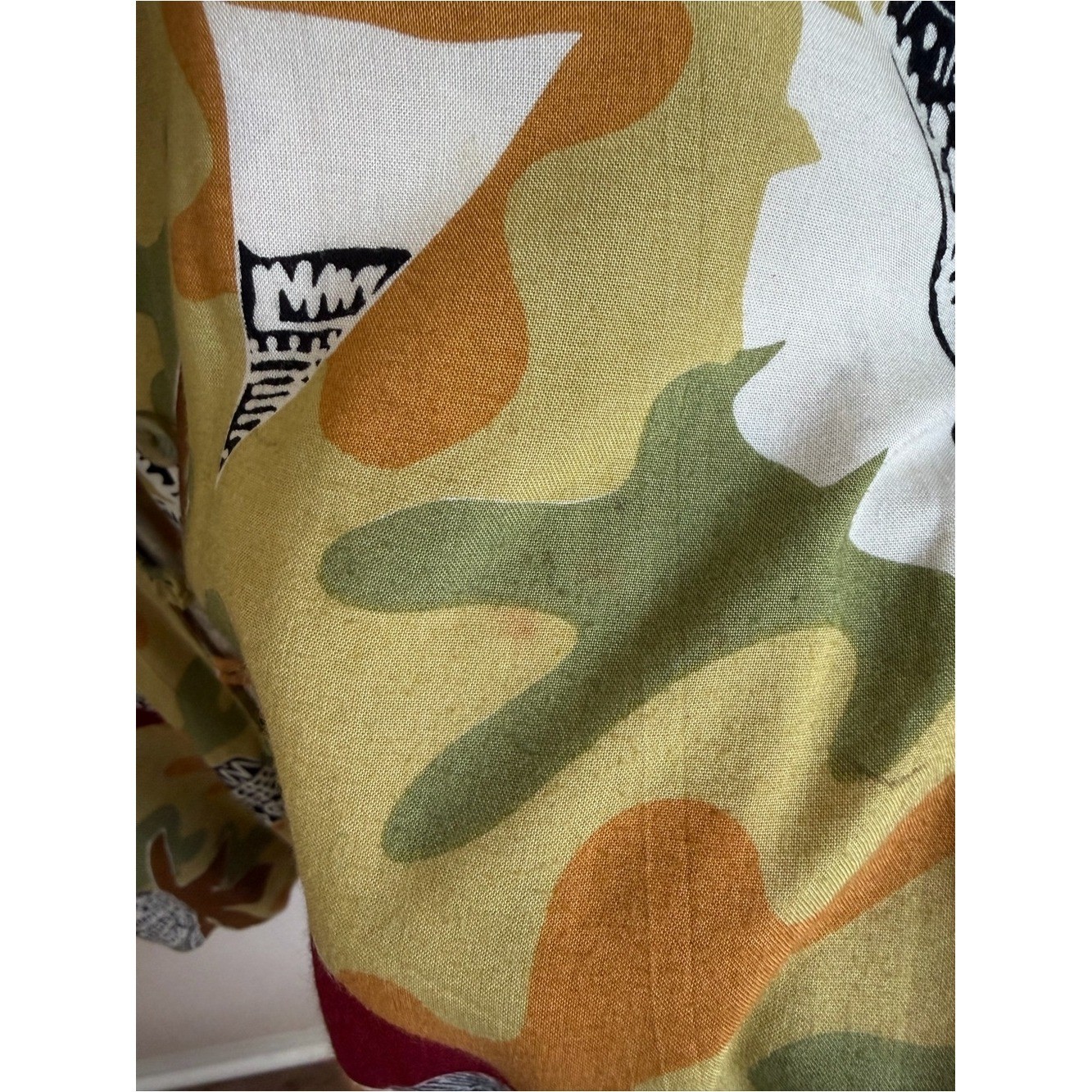Vintage 90s Art Teacher Pottery Print Rayon Tunic Plus Size 22 Rosey Tomato Boho
