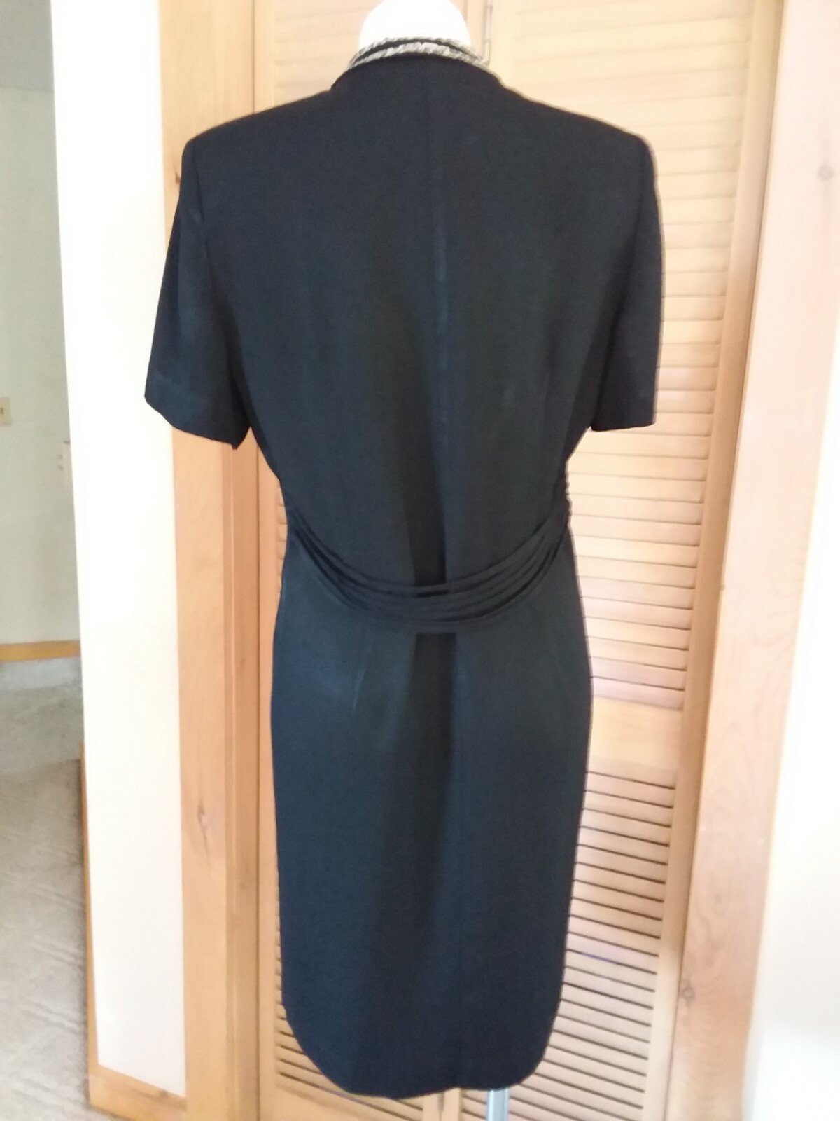 VINTAGE DRESS BUTTON-UP S.L. FASHIONS Size 12P (see measurements) Leopard Trim