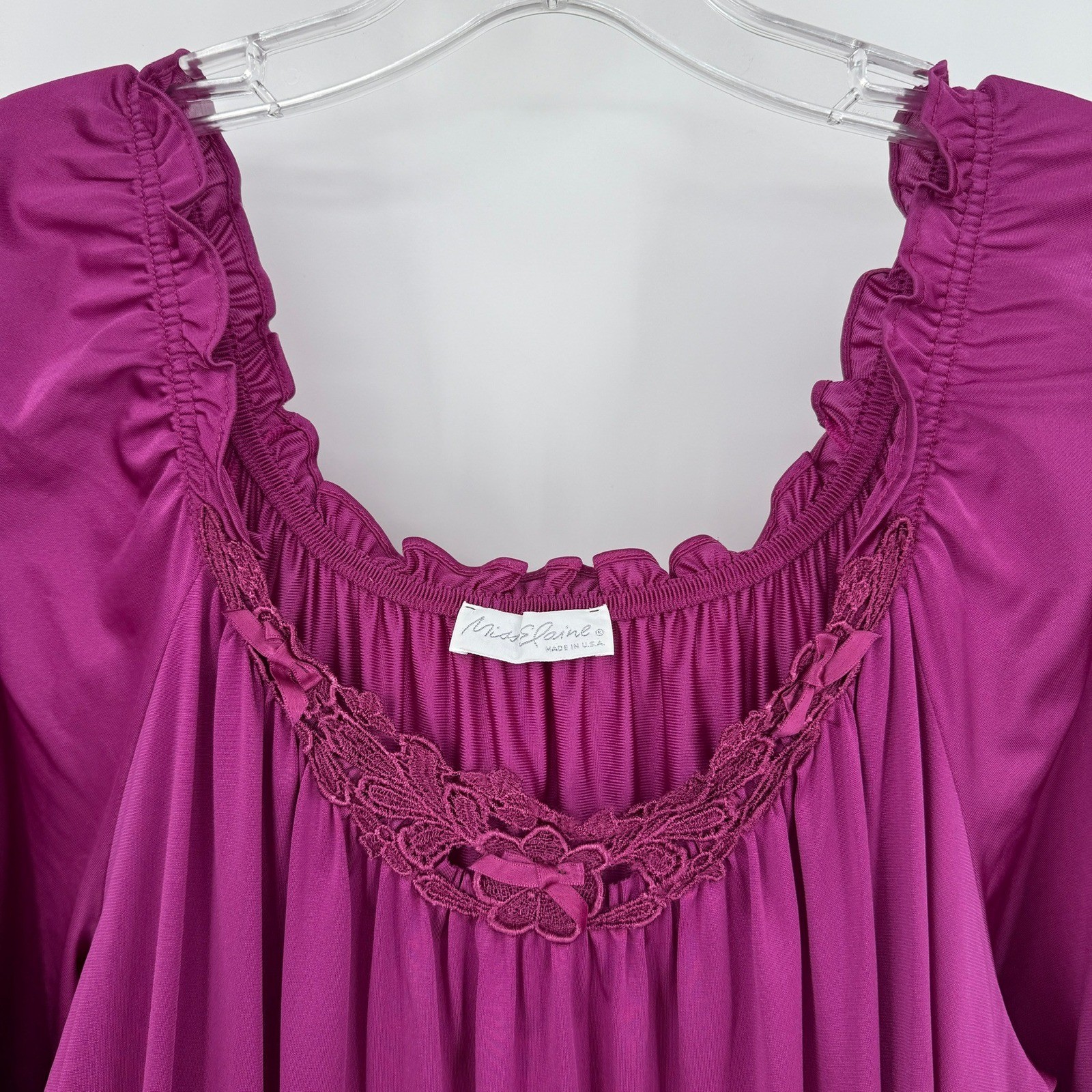 Vintage Miss Elaine Nightgown Women Medium Purple Flowy Cottage Boho Sleepwear