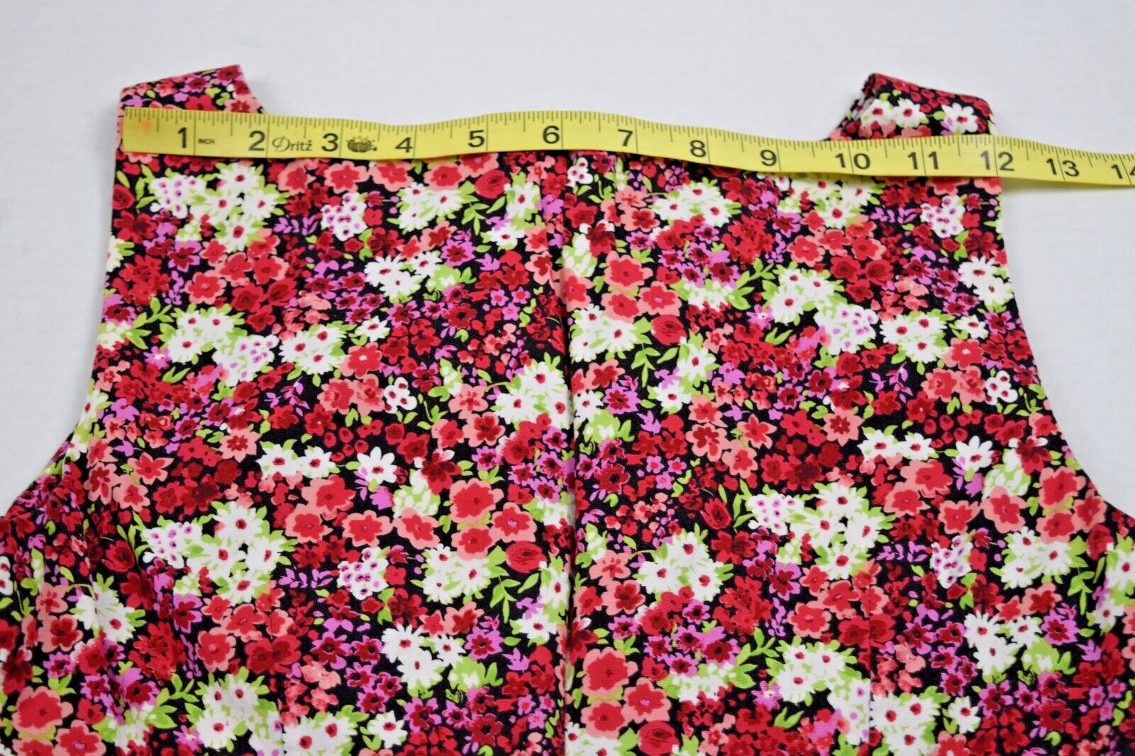Vintage Mini Dress CDC Size S/M 90s Black Cherry Red White Green Floral Cotton