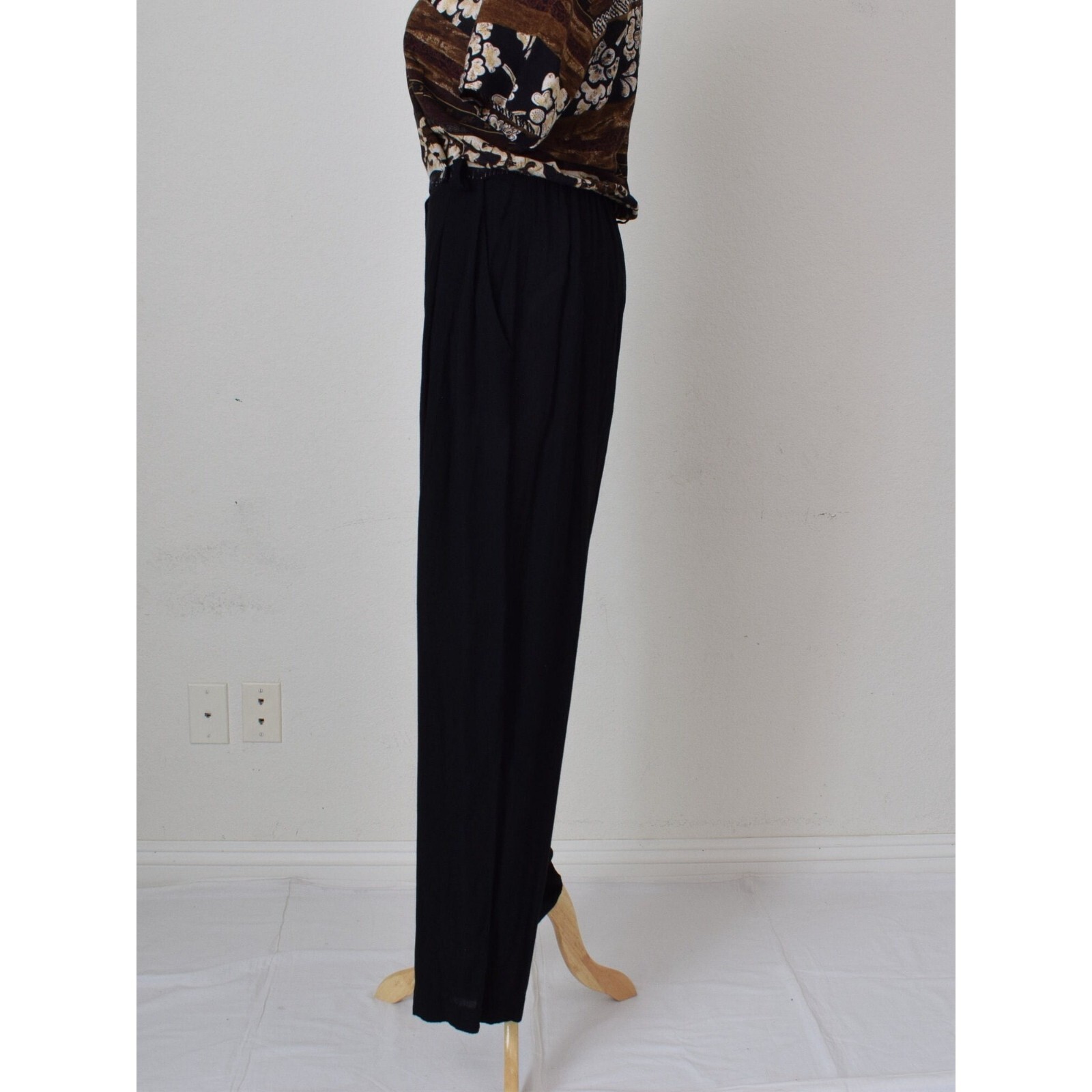 Vintage 90s Black/Brown Rayon Jumpsuit/Romper size 10 | 28-30 waist