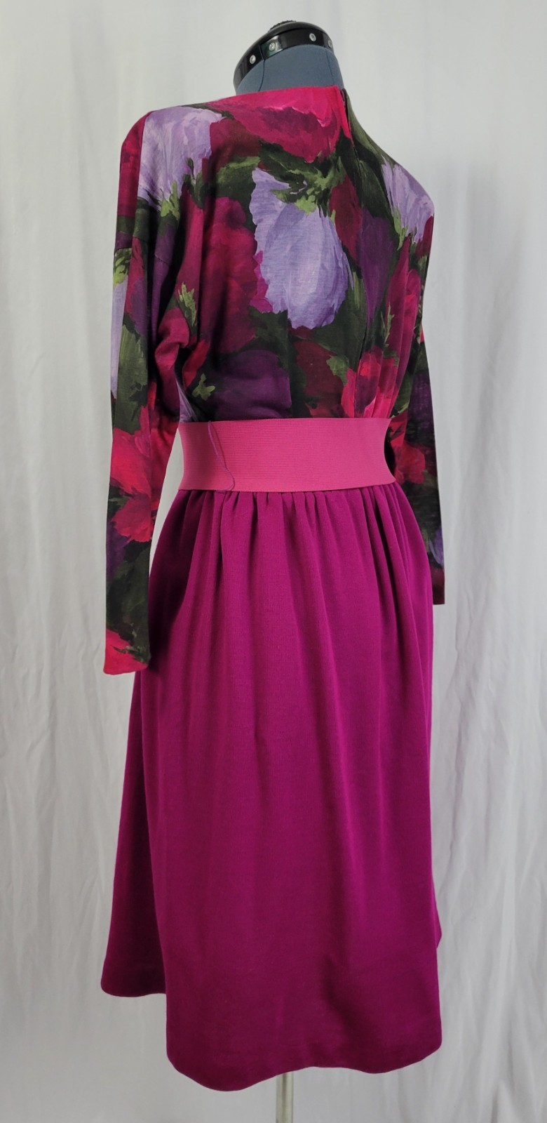 Vintage EJM Petites Pink/Purple/Green Floral Top w Magenta Skirt Size 6P