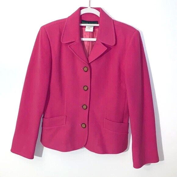 Vintage Harve Benard by Benard Holtzman Pink Wool Blazer Dress Suit Jacket Sz 6