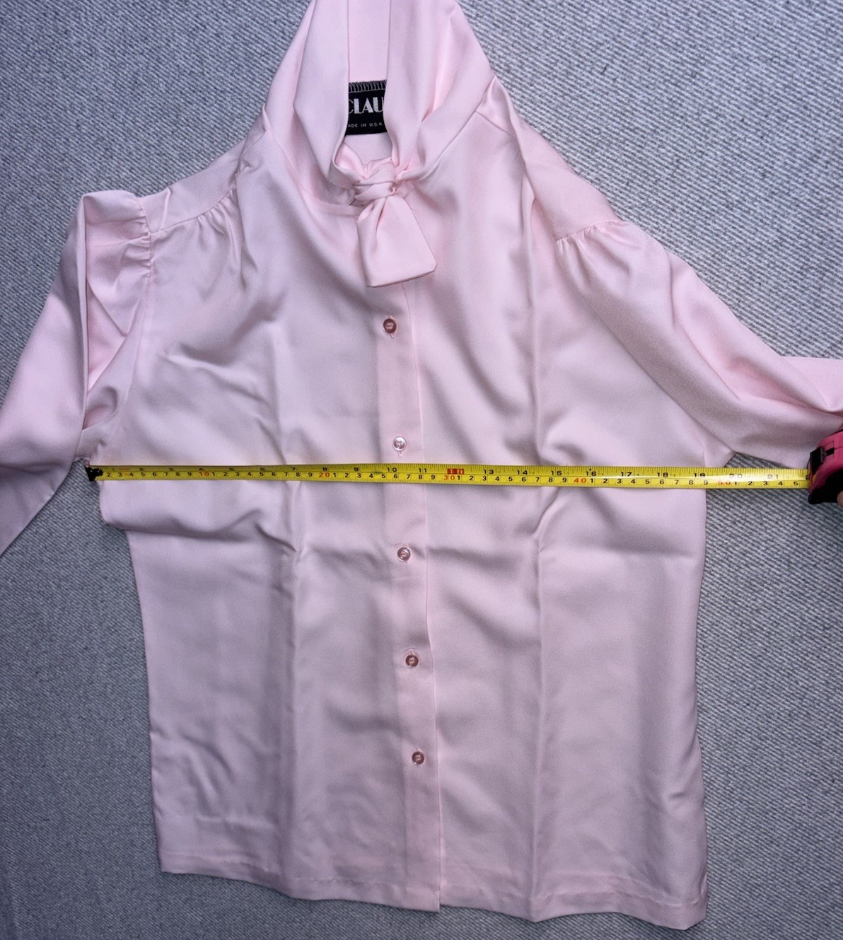 Vintage Claudia Pink Bow Blouse Women’s Size 12 Old Money Style Made in USA