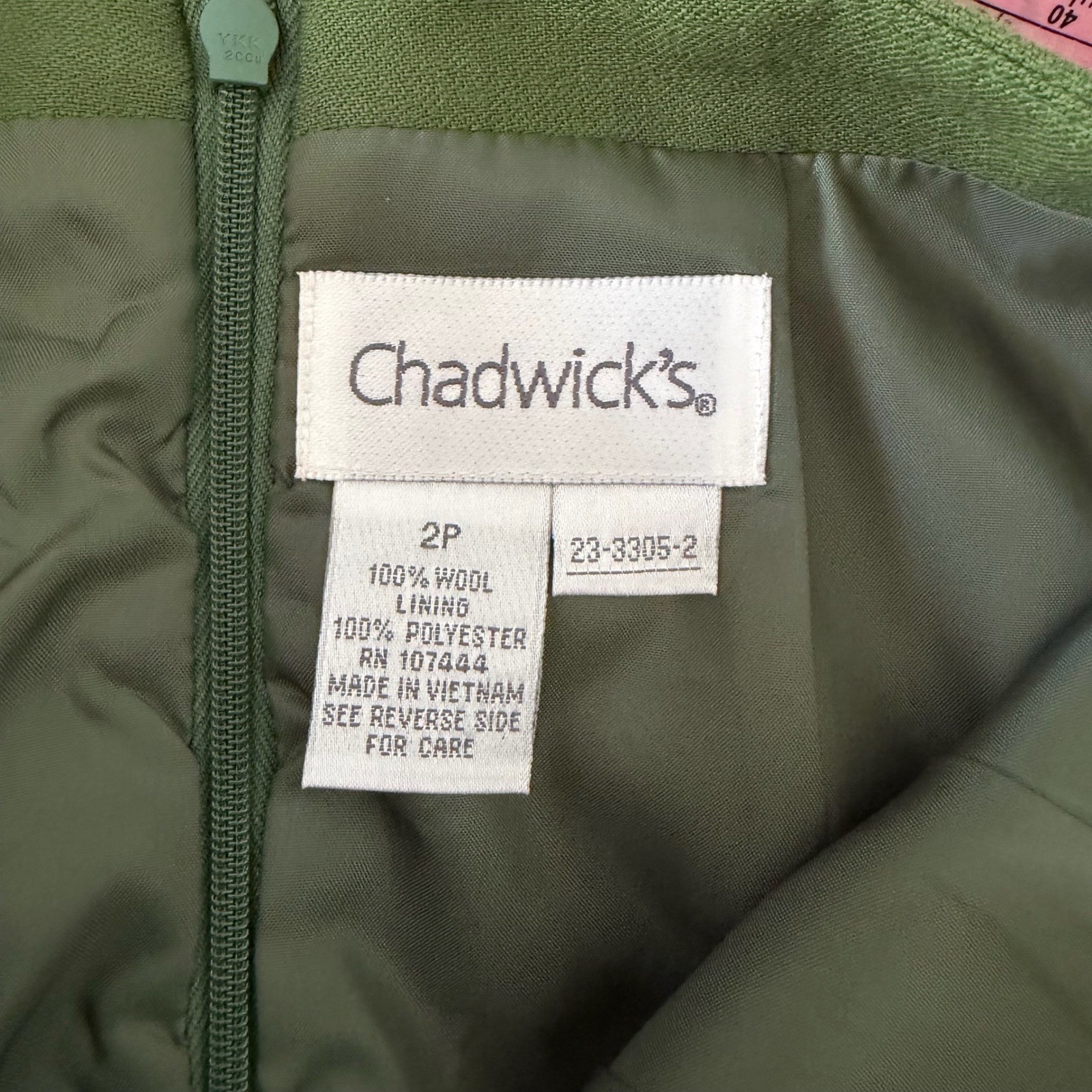 Vintage Chadwick’s – Wool Moss Green Pencil Skirt Petite Size 2