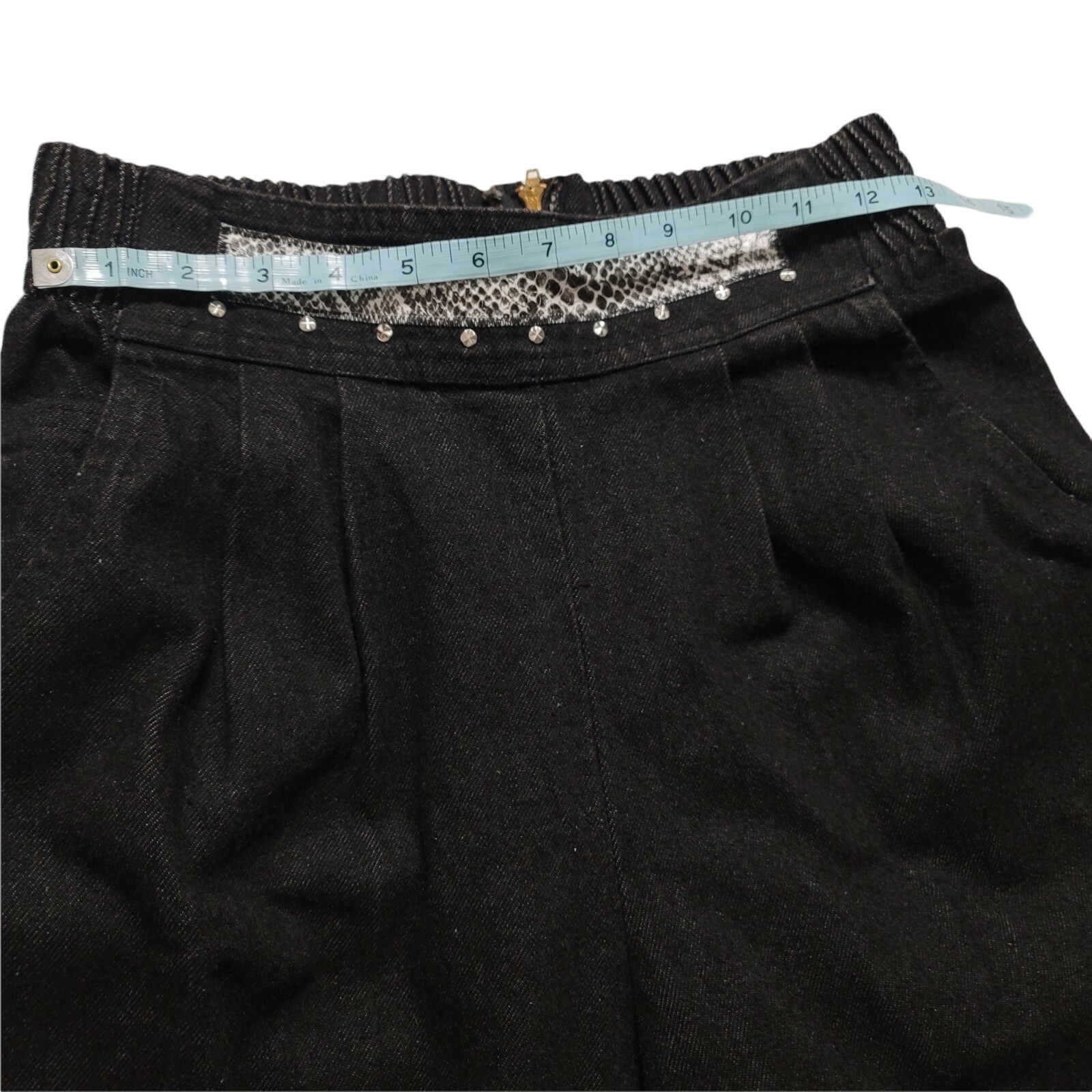 Vintage Rio inc High Waist Straigt Leg M Black zip black pleated front Jeans
