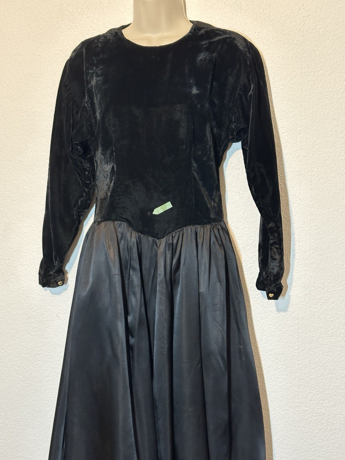 Vintage Black Velvet And Satin Midi Dress Size S Whimsigoth Witch Victorian