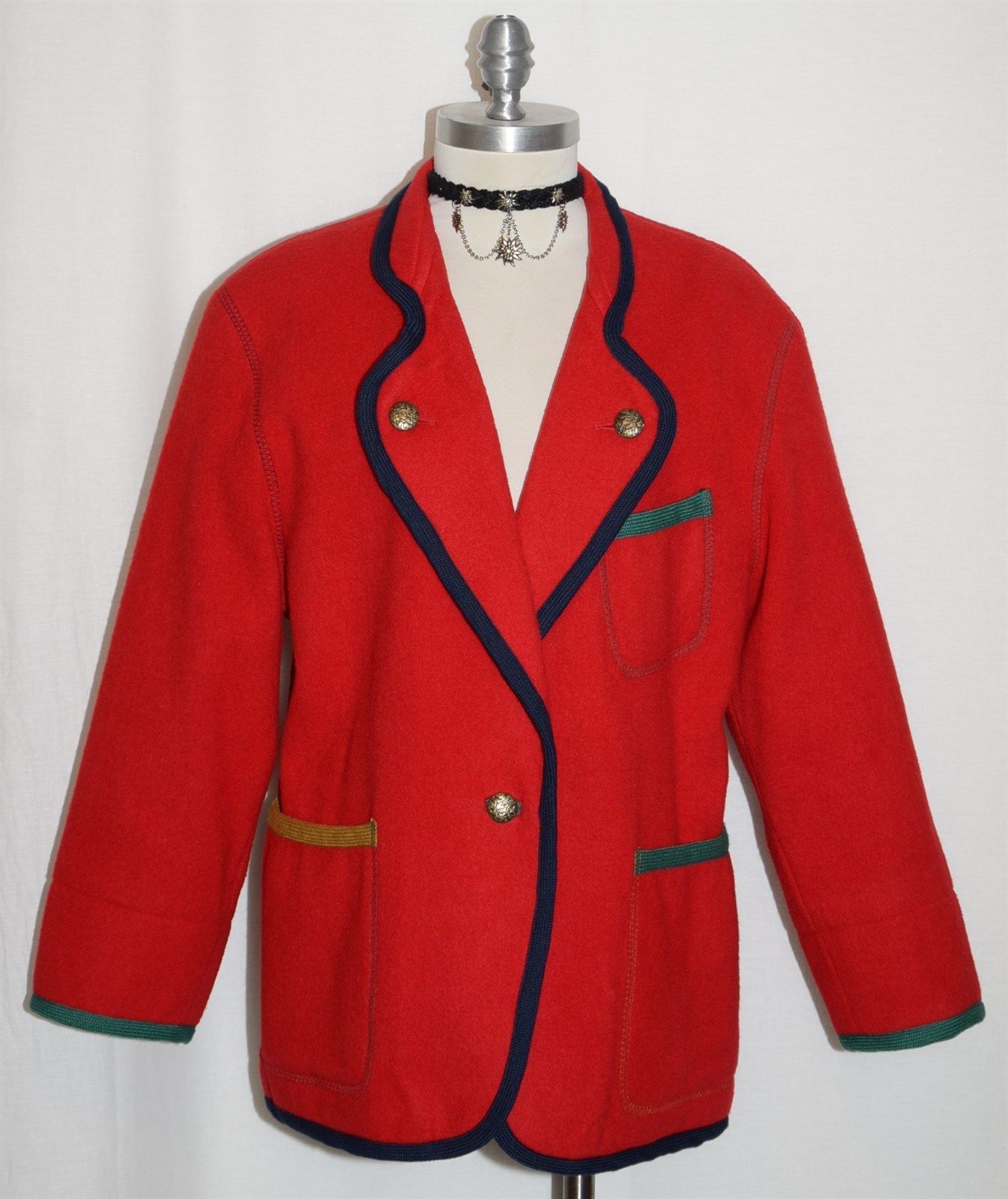 BOILED WOOL RED Women LINED German Winter THICK & WARM Walk Car Jacket Eu40 14 L