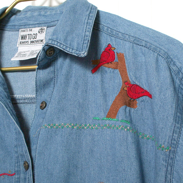 That’s The Way to Go Vintage Womens Emroidered Noahs Ark Christmas Blouse Medium