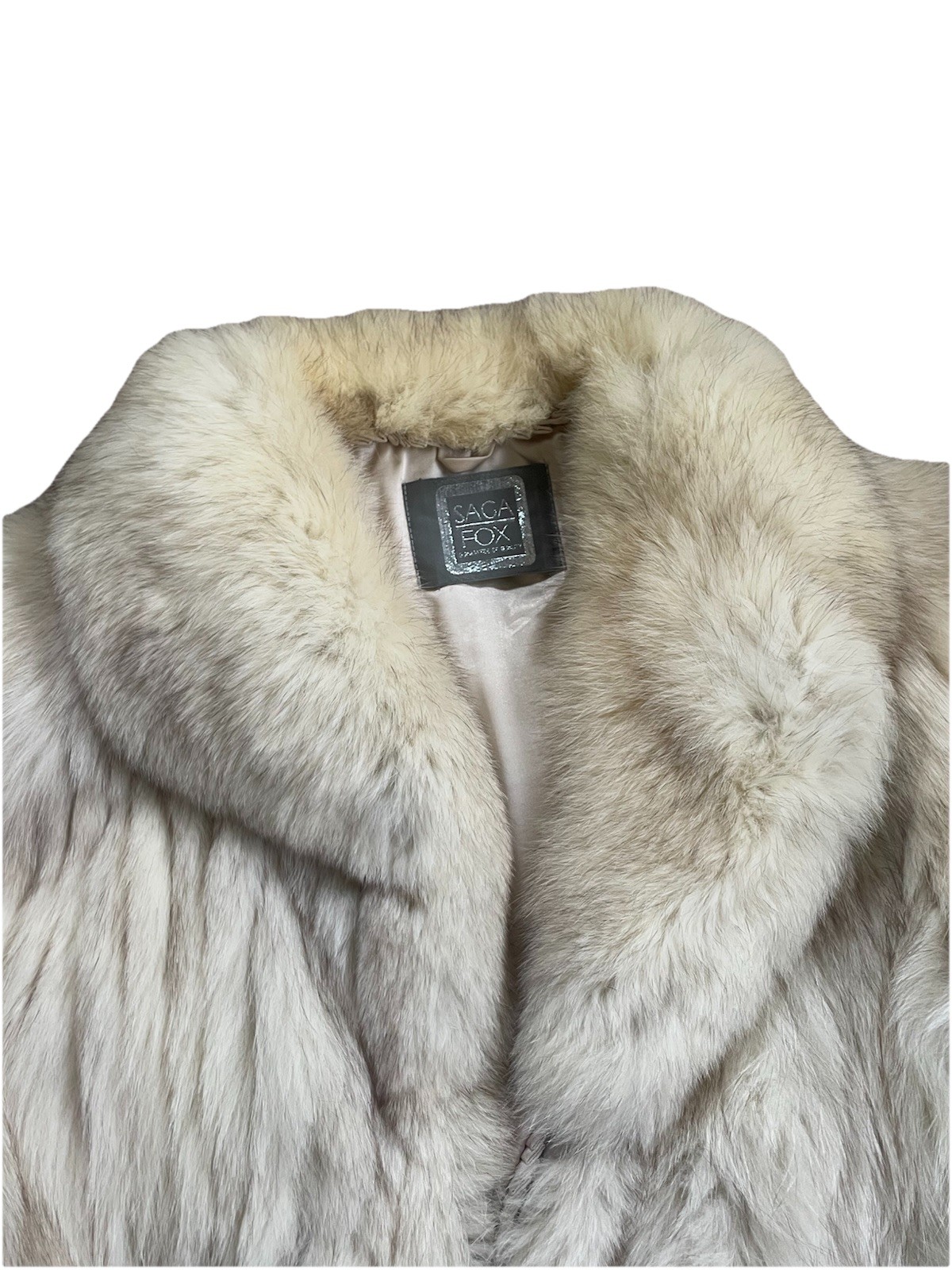 VINTAGE SAGA FOX Women’s Fox Fur Coat NATURAL BLUE XL