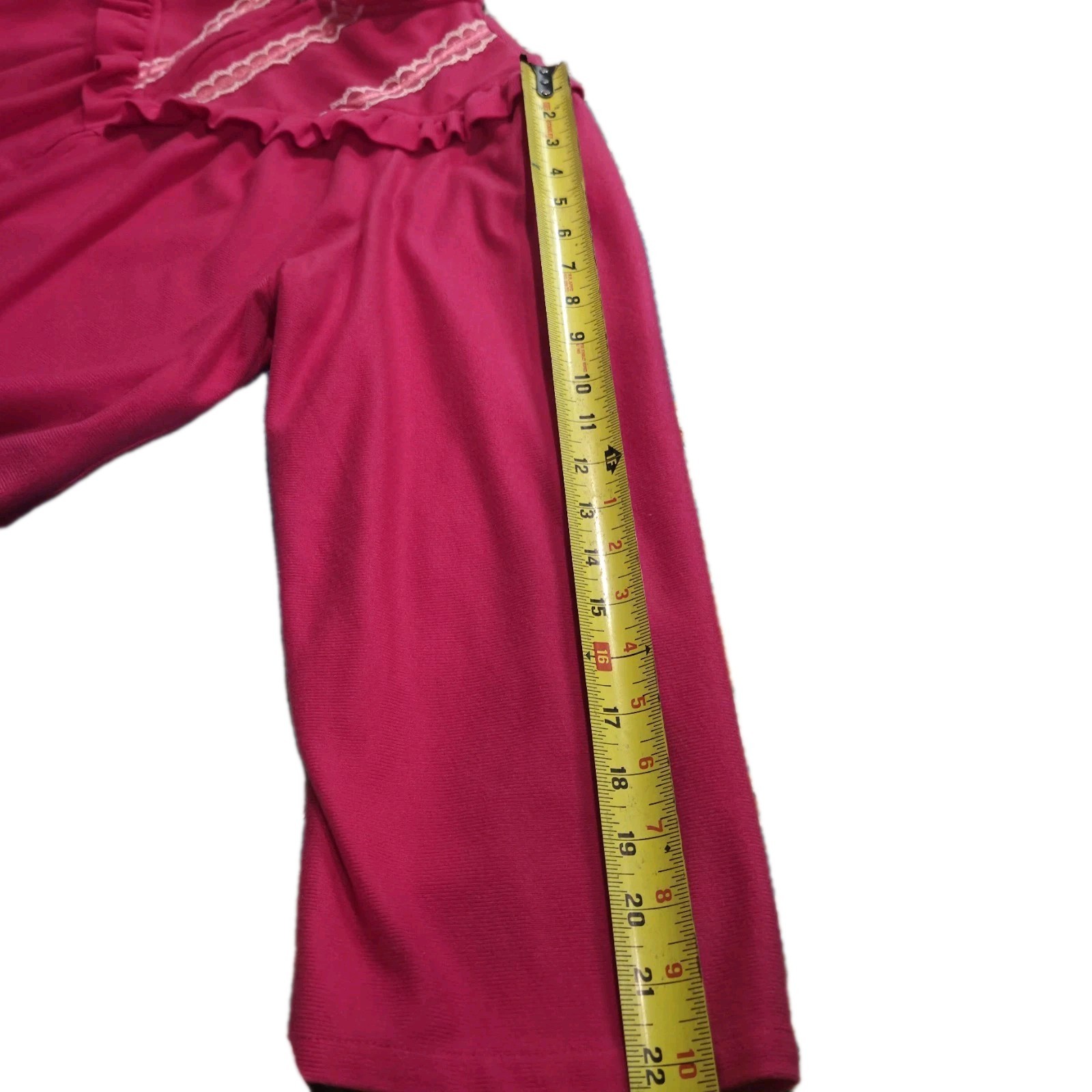 Vintage Moon Dance Pink Ruffle Robe Nightgown Housecoat 39” Long Size Large