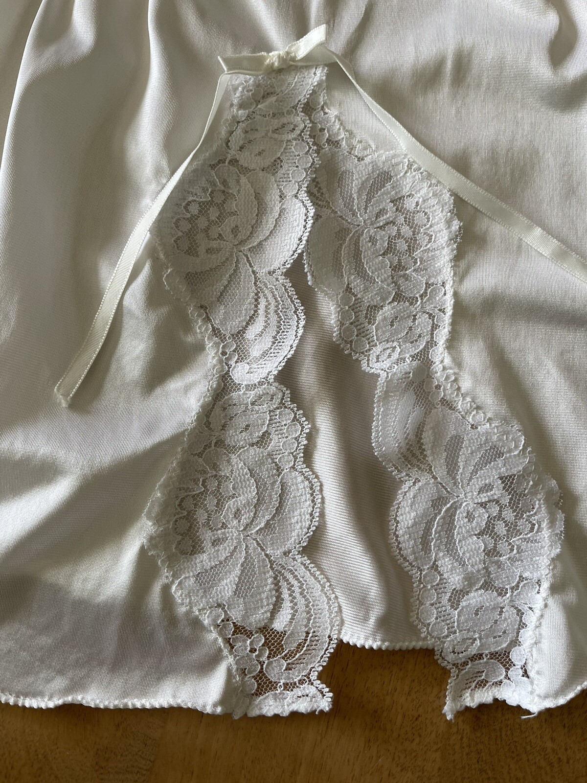 Vintage Darling Lingerie Semi Sheer Nylon Lace Slip Dress Size S Cottagecore