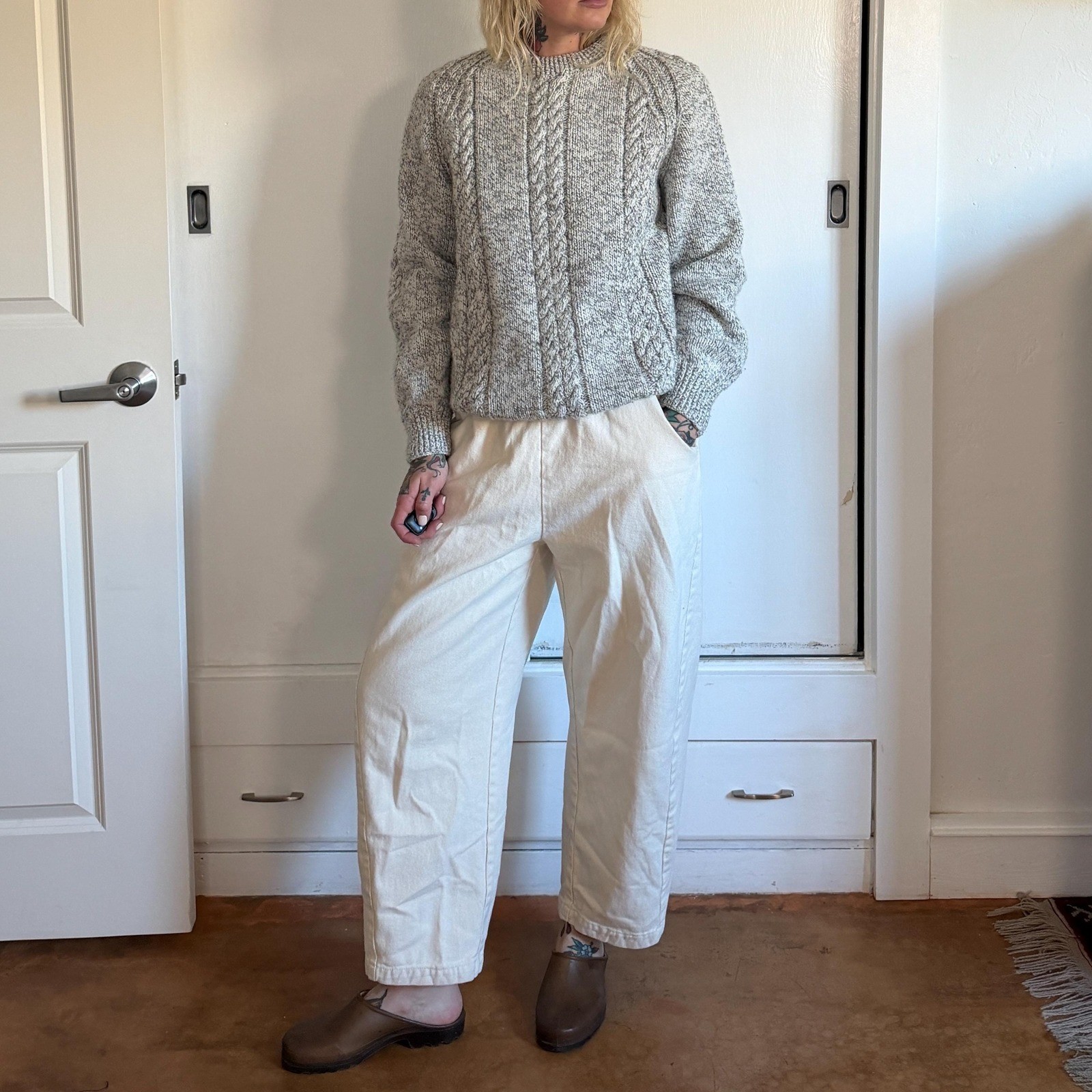 Vintage handmade blue grey knitted sweater