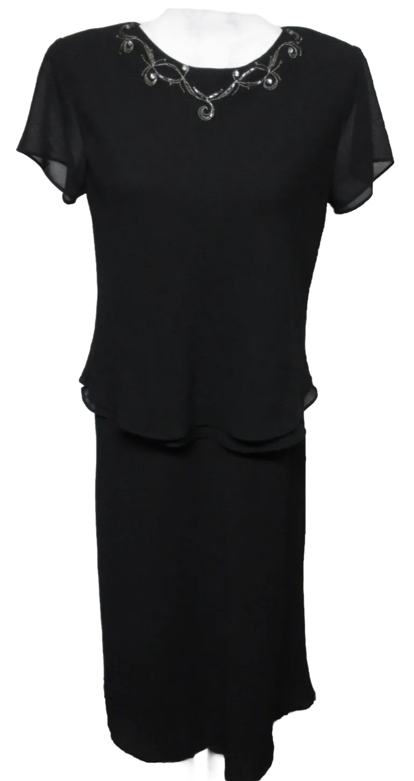 Vintage Dani Max Dress Black Layered Long Evening Gown Women’s Size L