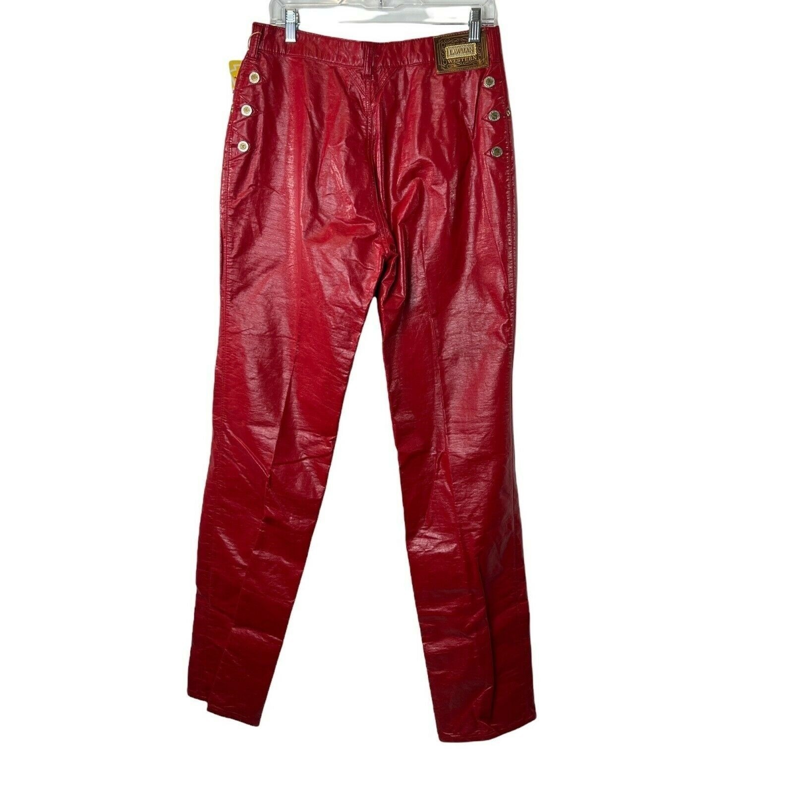 New Lawman Womens Pants Western Red Metallic Coated Slim Fit Bootcut Sz 12