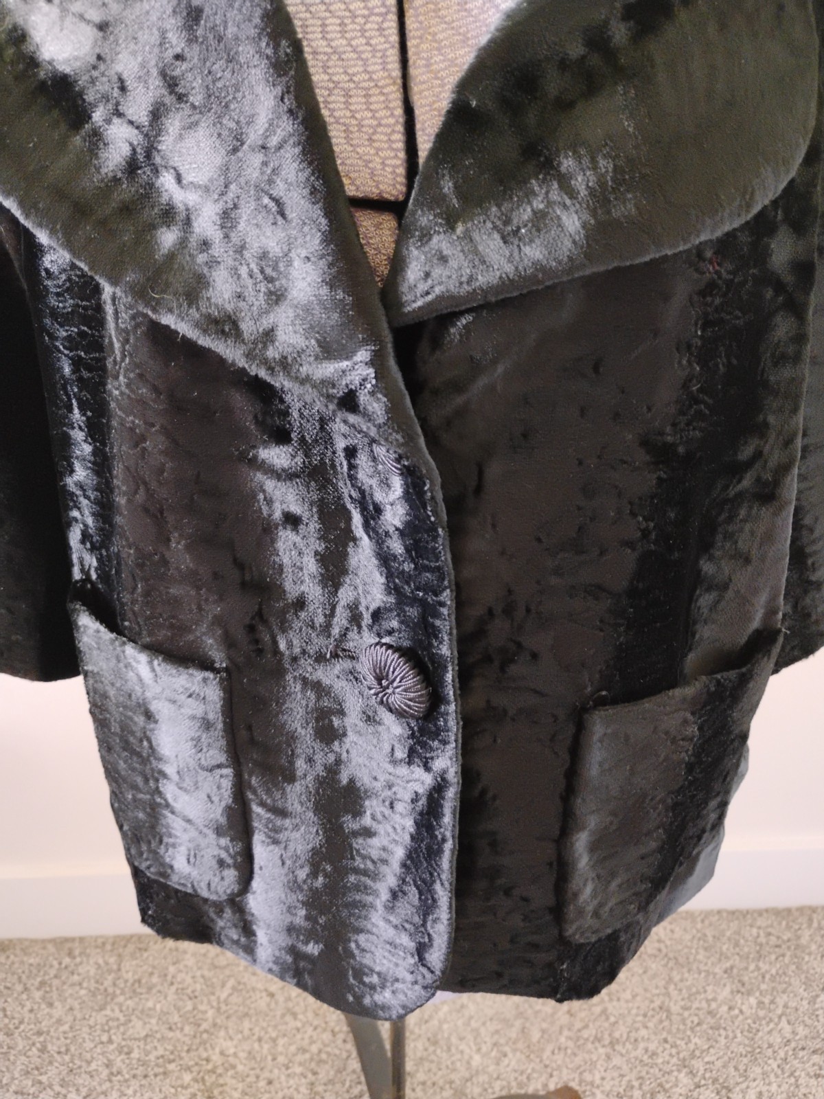Elliott Lauren Jacket Blazer Coat Women’s Black Faux Fur MCM Mod Glam 6 USA EUC