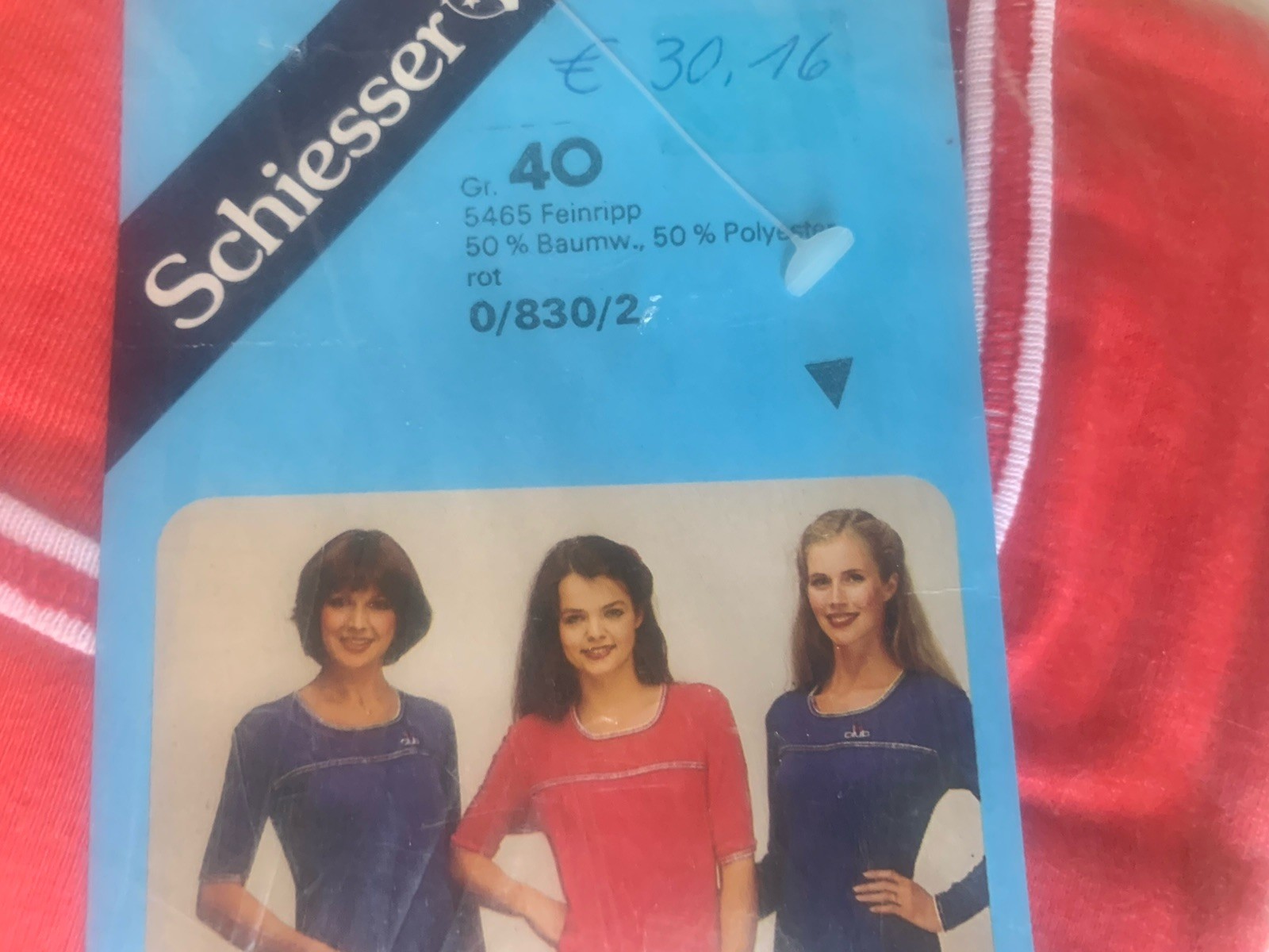 True Vintage Sleepwear Schiesser Size 40 Original Red Nightgown Trevira Underwear