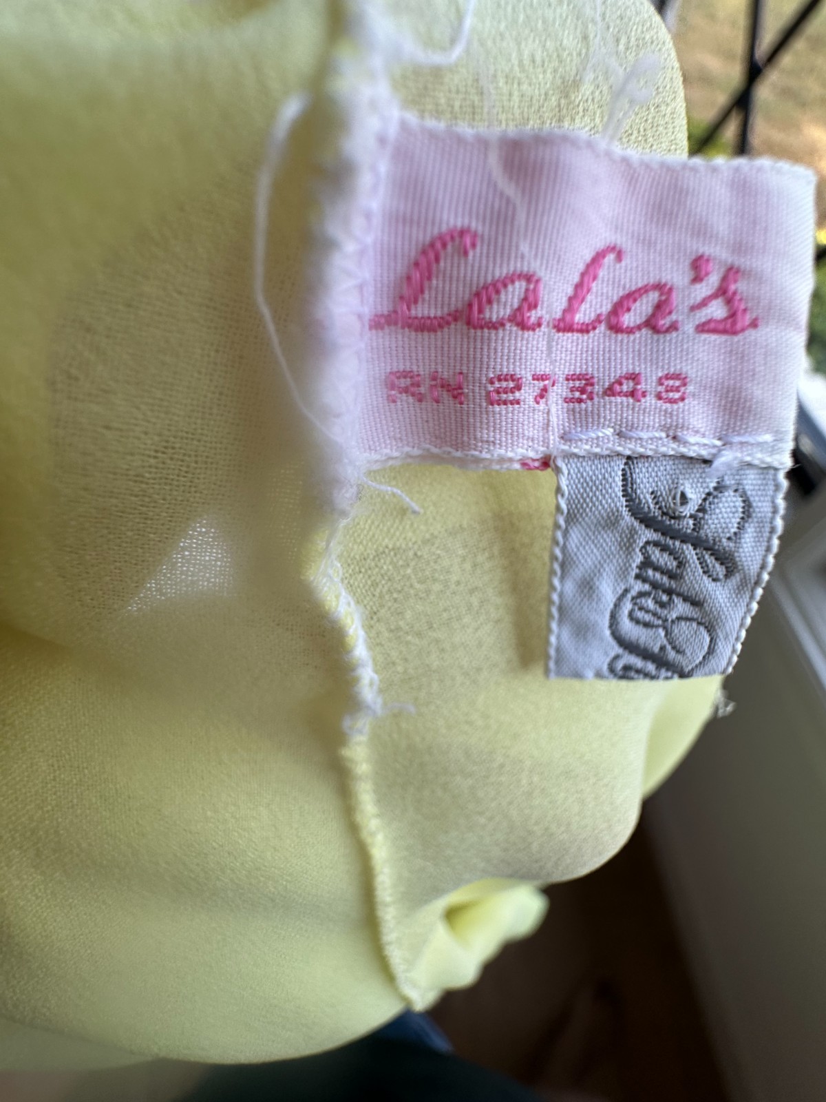 Vintage 70s Lala’s Saks Fifth Avenue Chiffon Nightgown Peignoir Gown Yellow