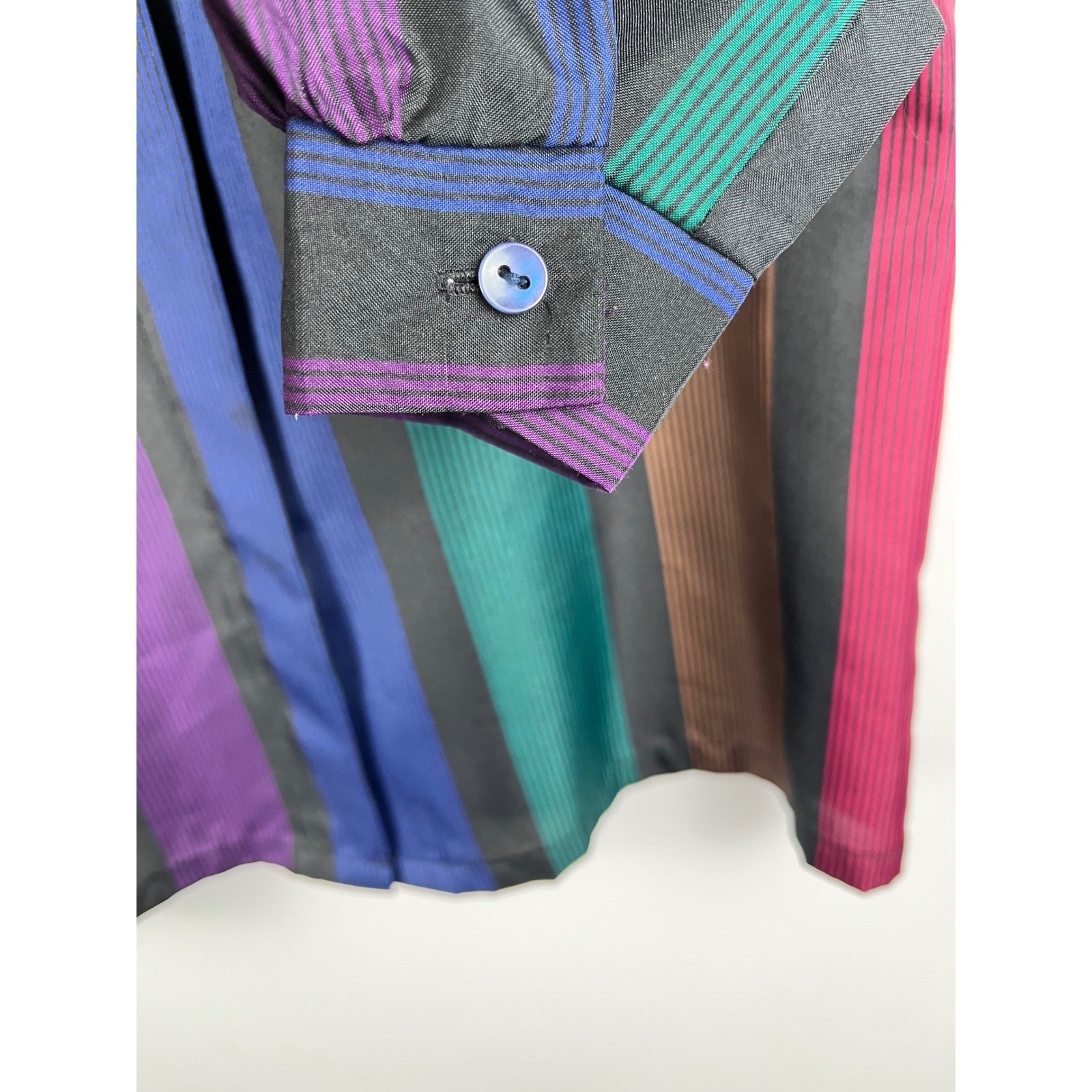 Vintage Cheryl Tiegs Blouse Womens 8 Multicolor Stripe Button Front USA Made