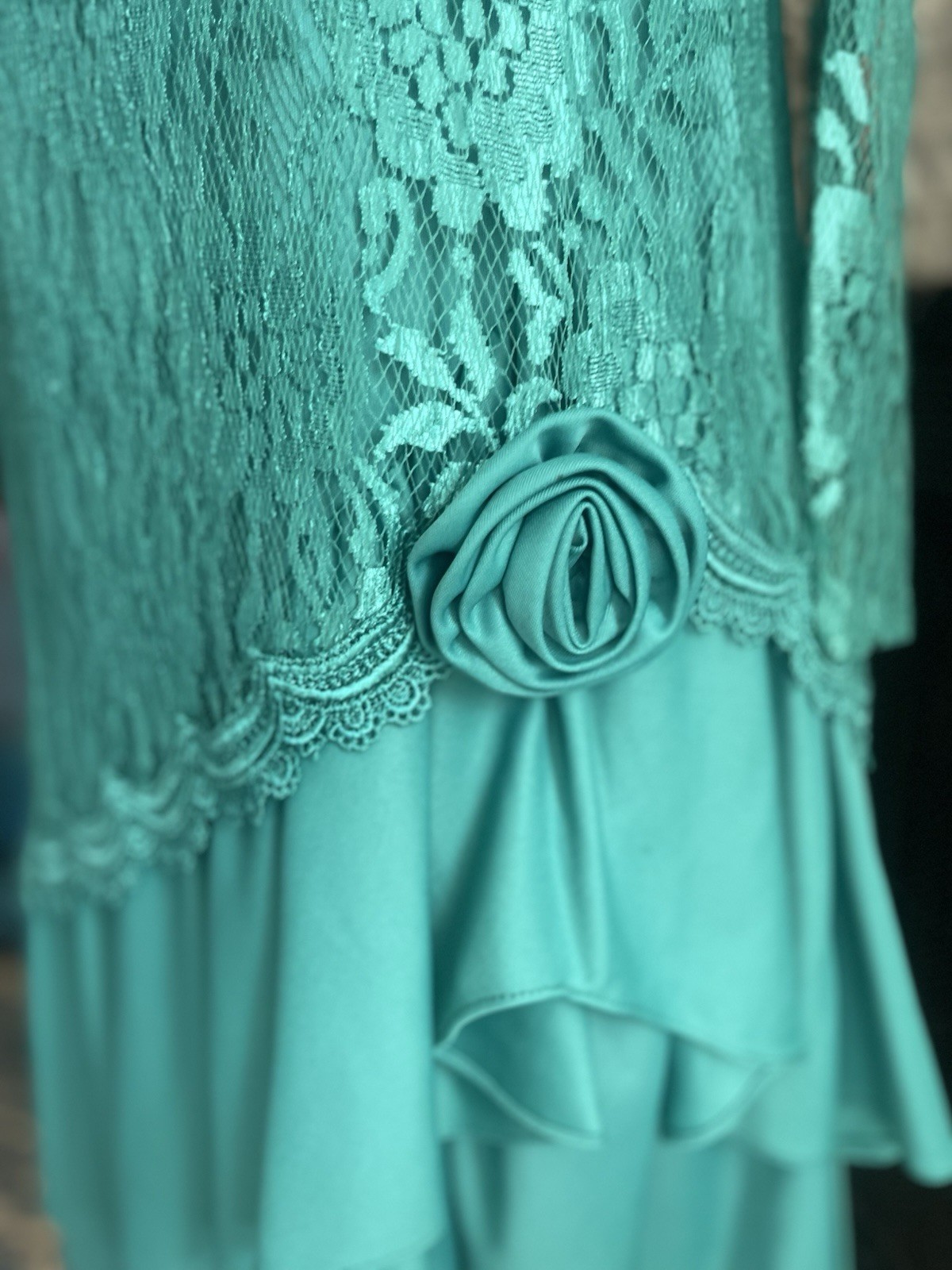 Vintage David Rose Green Victorian Lace Party Cocktail Dress Size 10