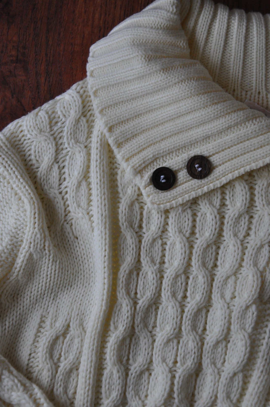70s Vintage Cream Chunky Cable Knit Buttons Turtleneck Fisherman Sweater Women S