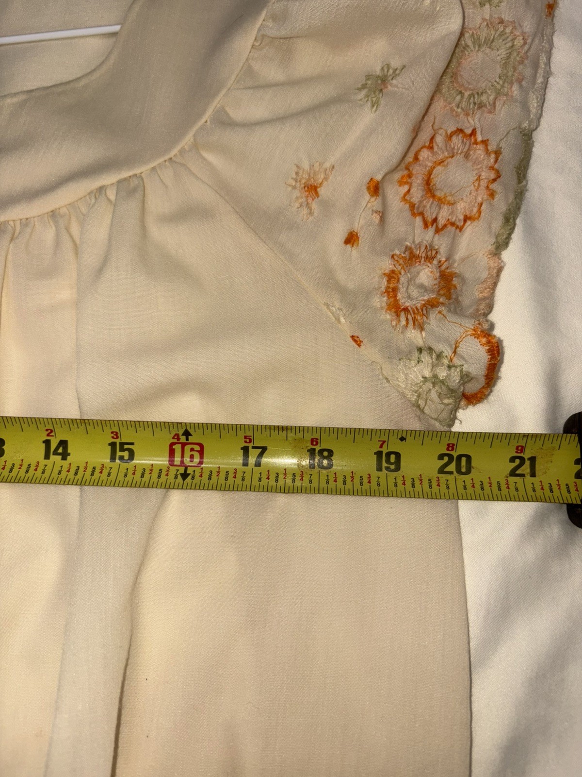 VTG 60S 70S WOMENS FLOWER EMBROIDERED FESTIVAL PRARIE BOHO BABYDOLL Shirt M