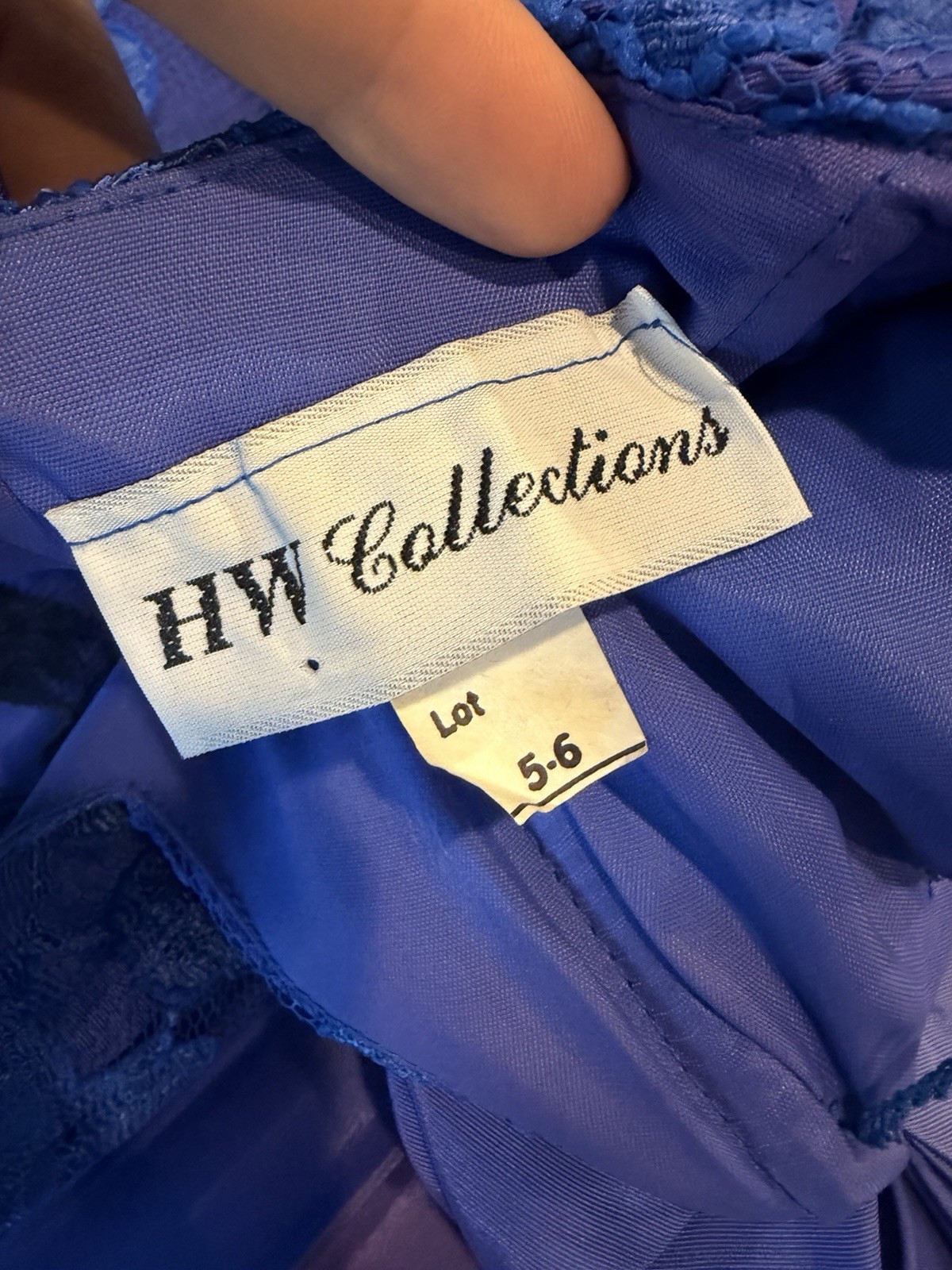 Vintage 1980s HW Collections One Shoulder Blue Purple Lace Satin Ball Gown 5-6