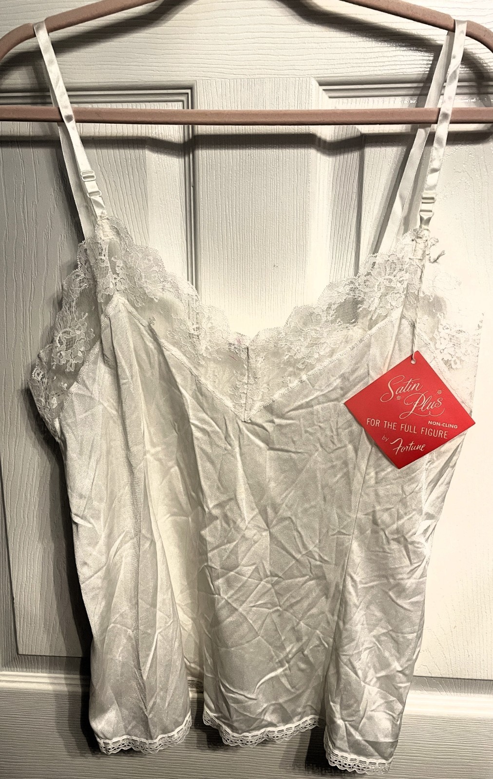 Vtg Fortune Nylon Camisole Women’s Size 2X WHITE Lacy Cami Top NWT XXL Sissy