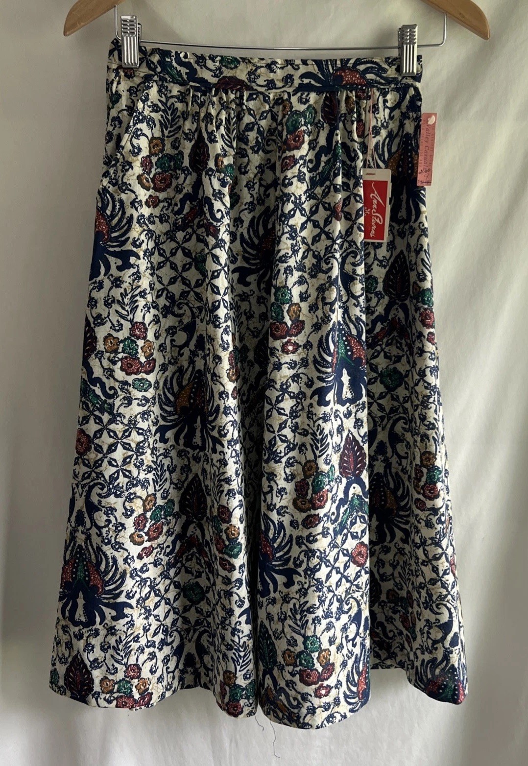 NWT 1970s Ann Steven’s Boho Flower Batik Print A-Line Midi Skirt Size 9