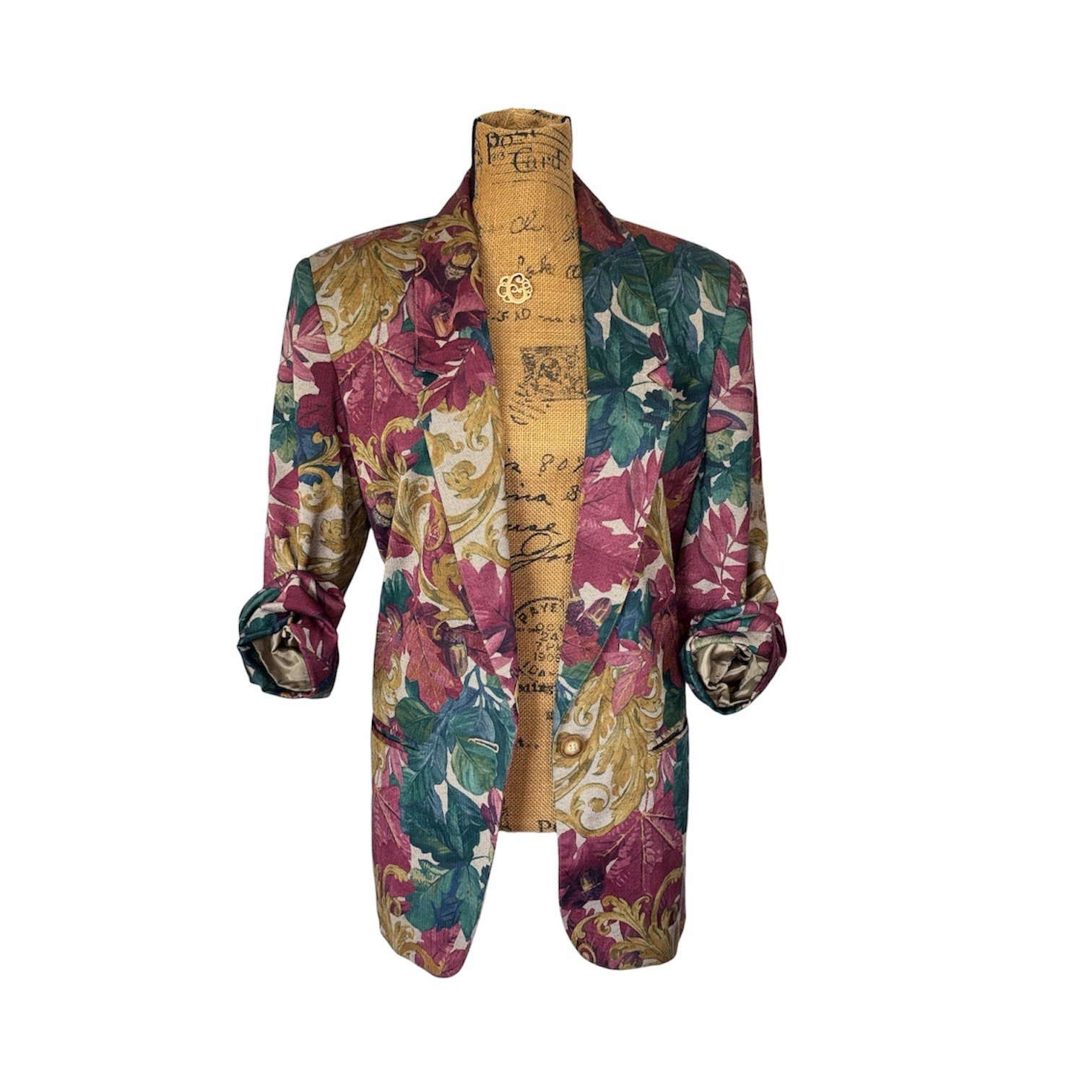Part One Vintage 80s 90s Womens Single Button Floral Blazer No Size Tag/Fit 8-10