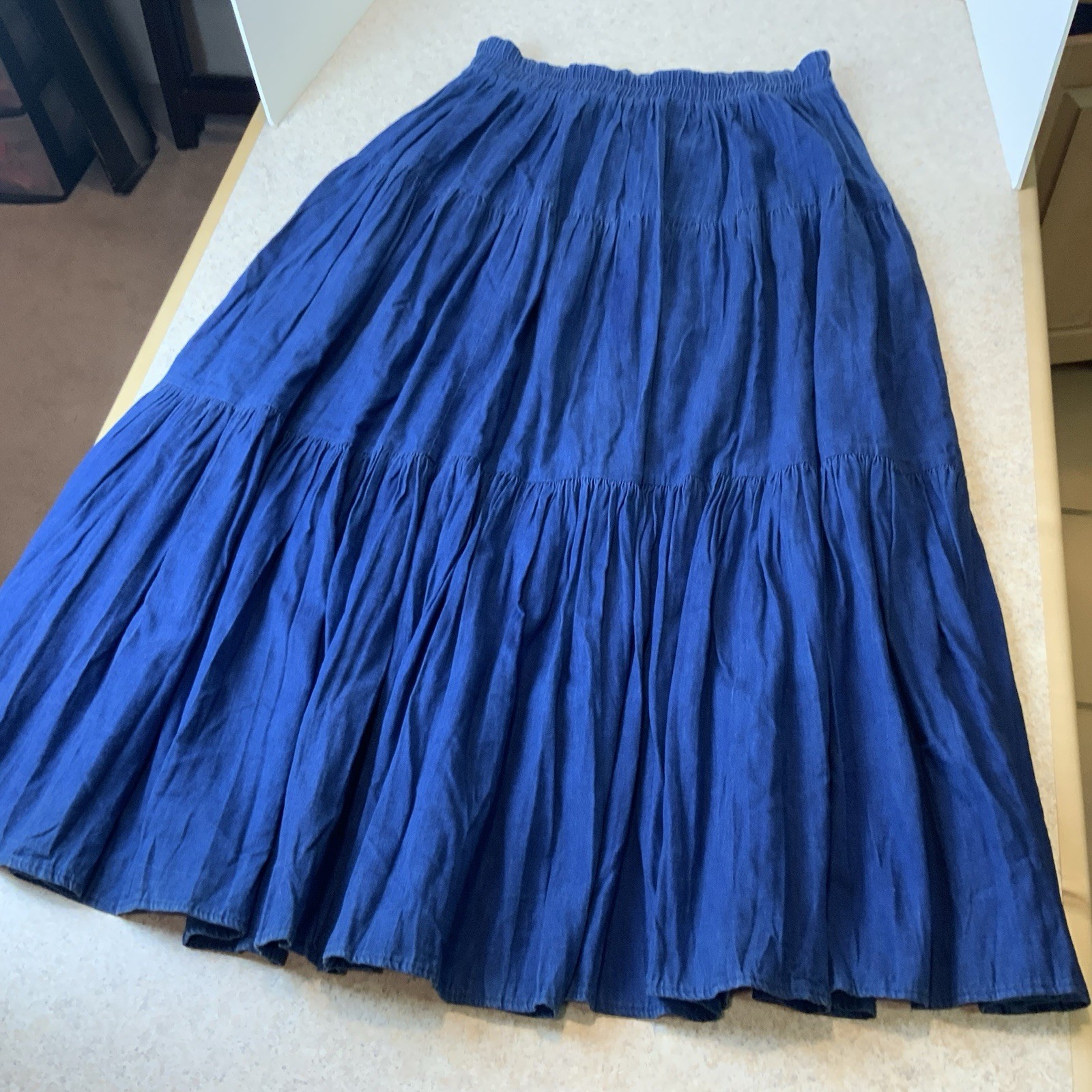 Vintage VRG Sport USA 80’s Blue Denim Western Boho Maxi Skirt Women’s L