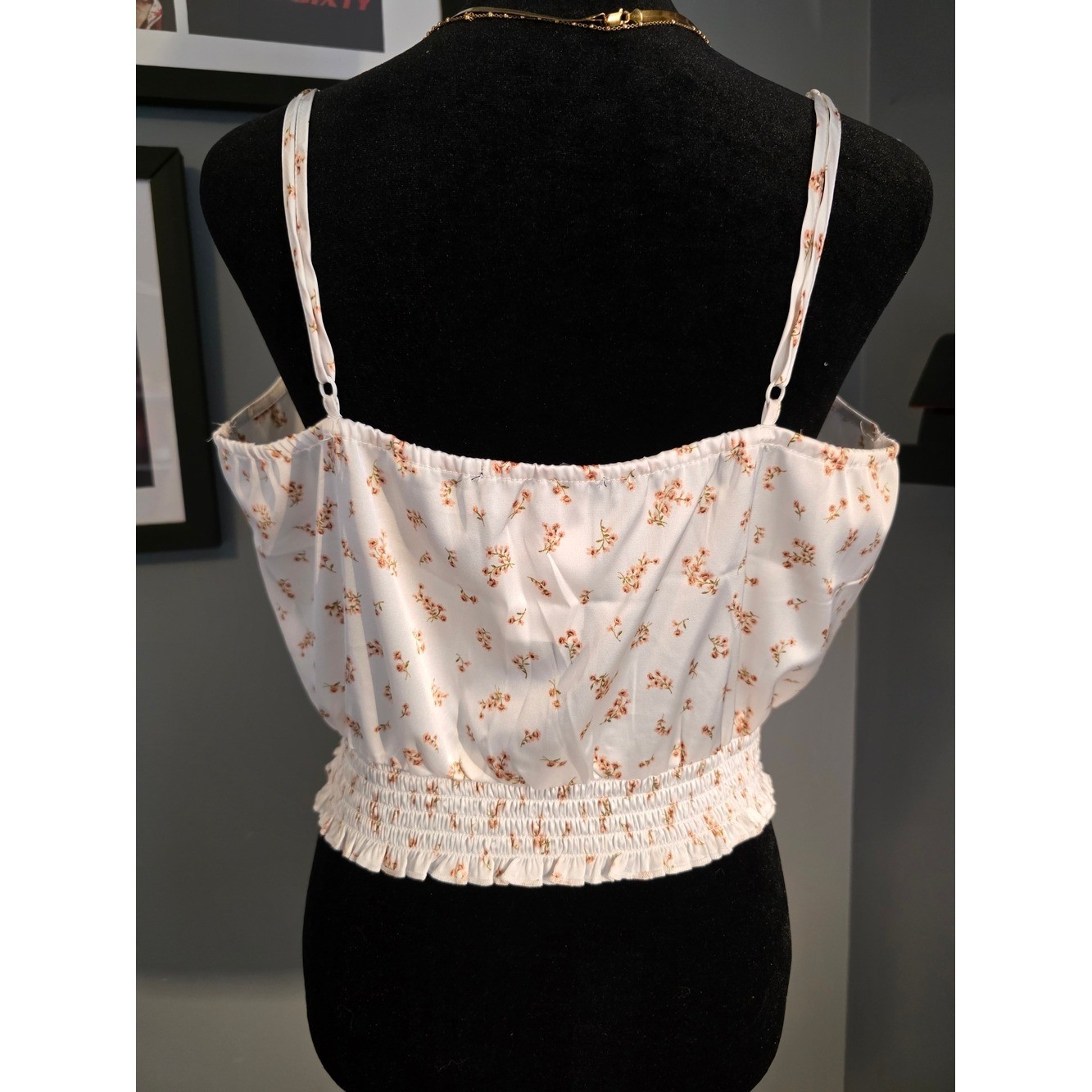 NWT Ambiance Satin Floral Smocked Cami Size L | Coquette Cottagecore