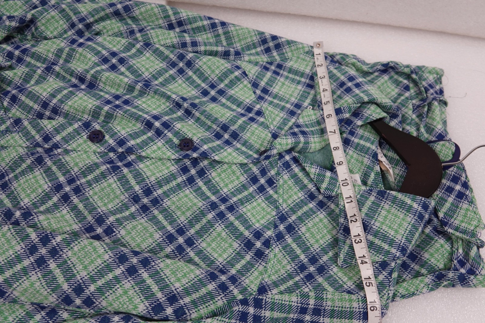 WOMANS VINTAGE 3 PIECE COS COB GREEN & BLUE PLAID ACRYLIC USA SIZE 11/12