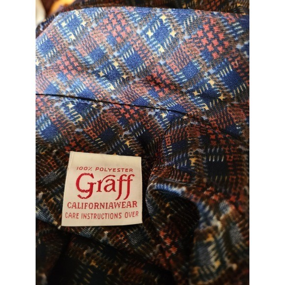 70s Blue and Brown Button Down