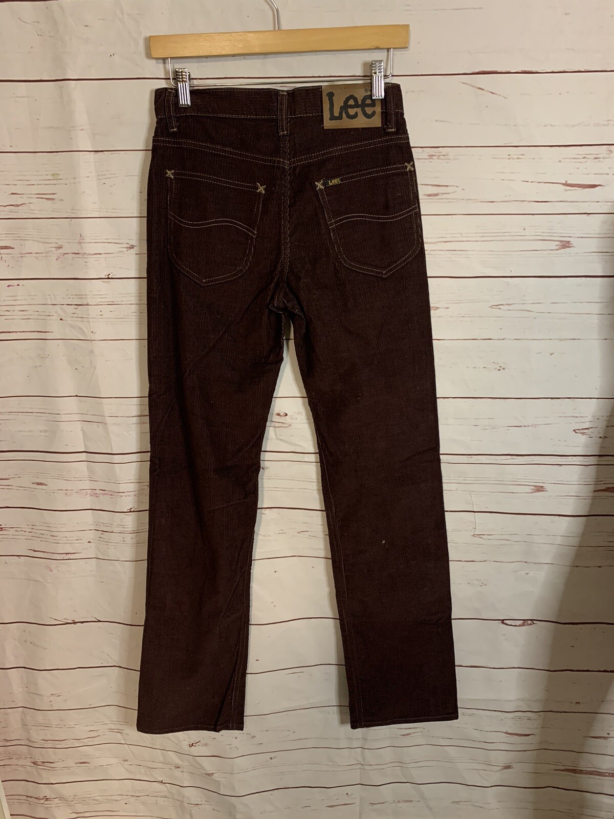 Vintage 60s 70s LEE Corduroy Jeans Brown Union-Made #42 Talon Zipper USA W-28″