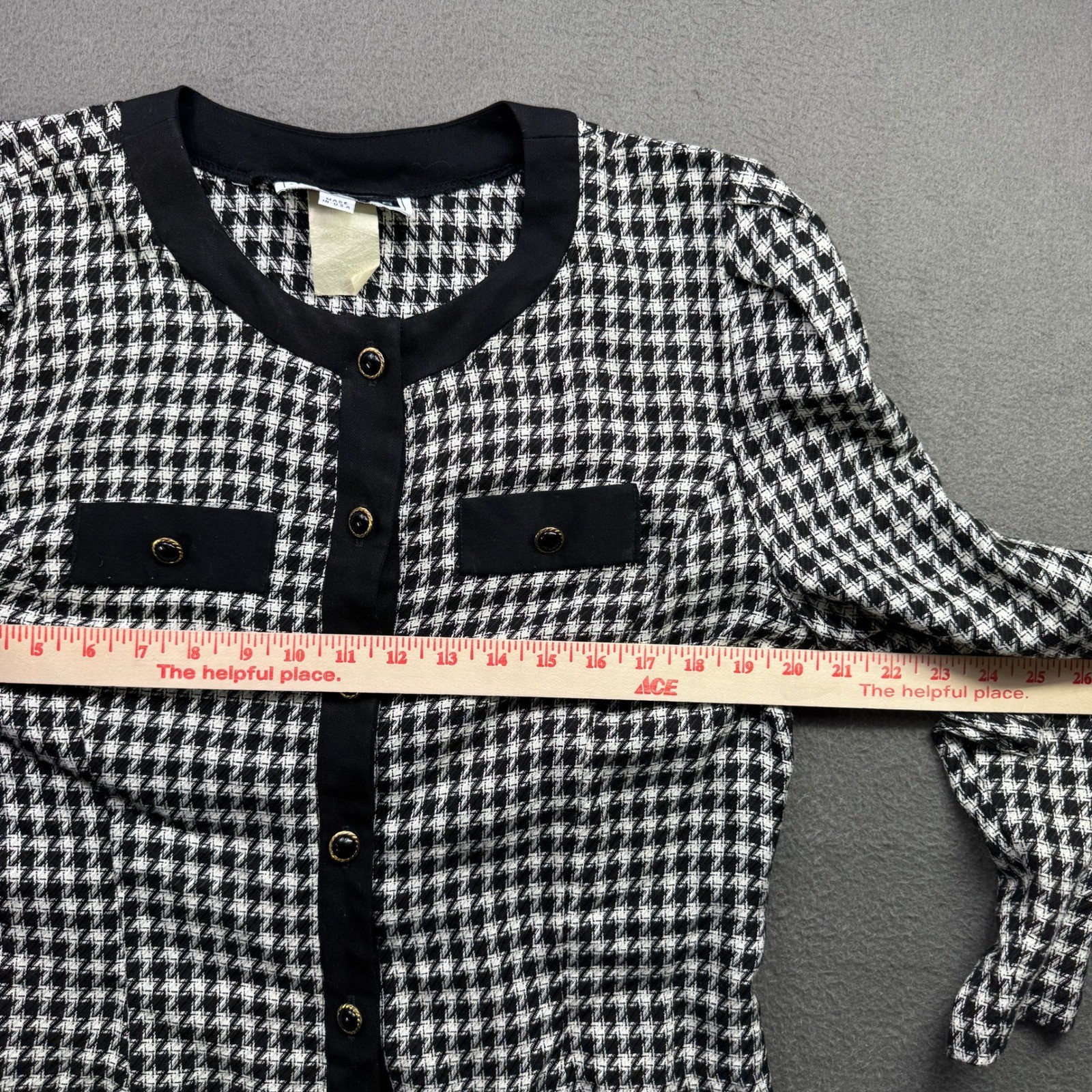 Vintage 80s JT Dress Jacket Women 10 Black Houndstooth Rayon Button Made USA