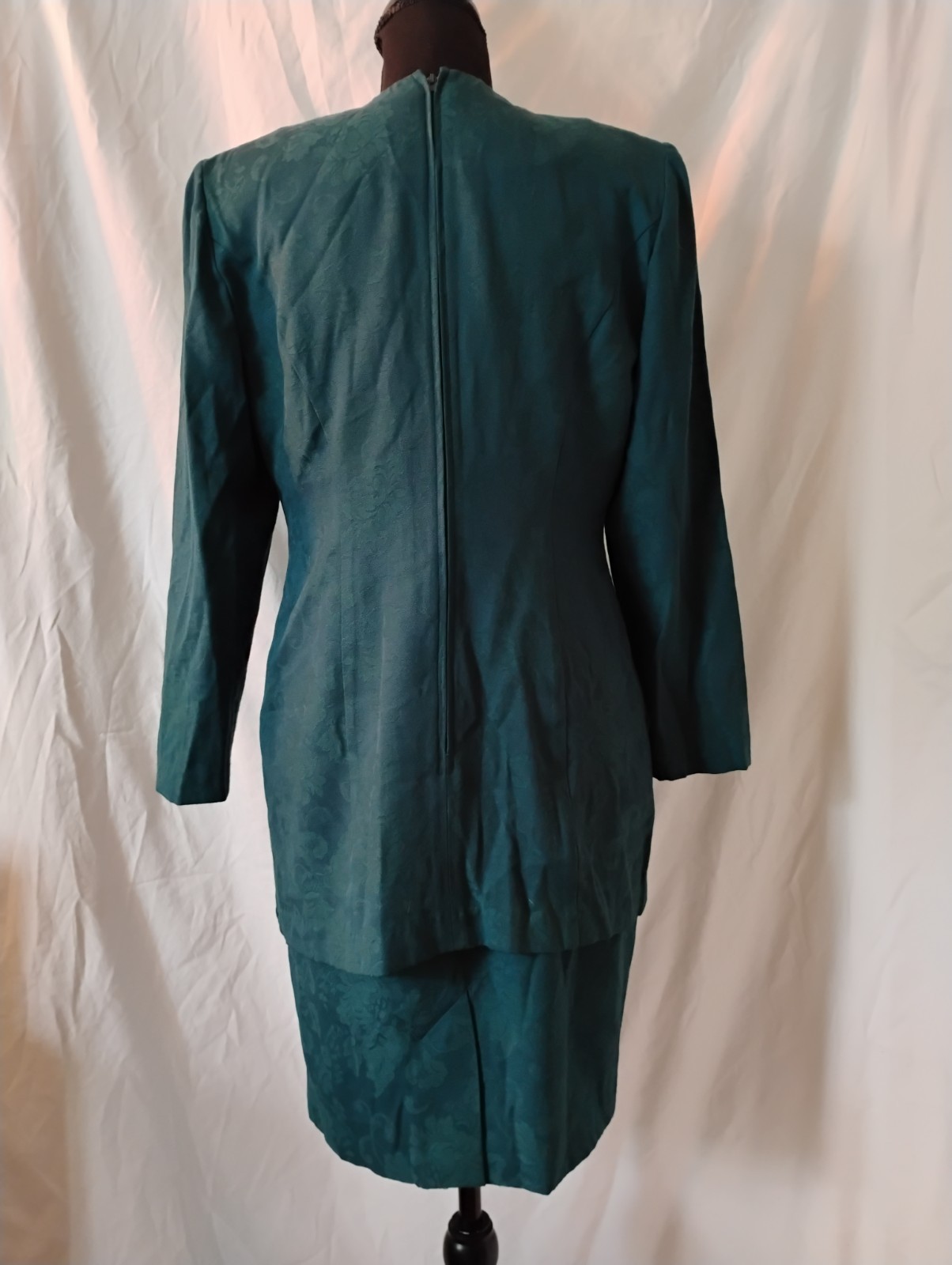 Vintage Karin Stevens Hunter Green One Piece Dress Petites Size 8 Floral