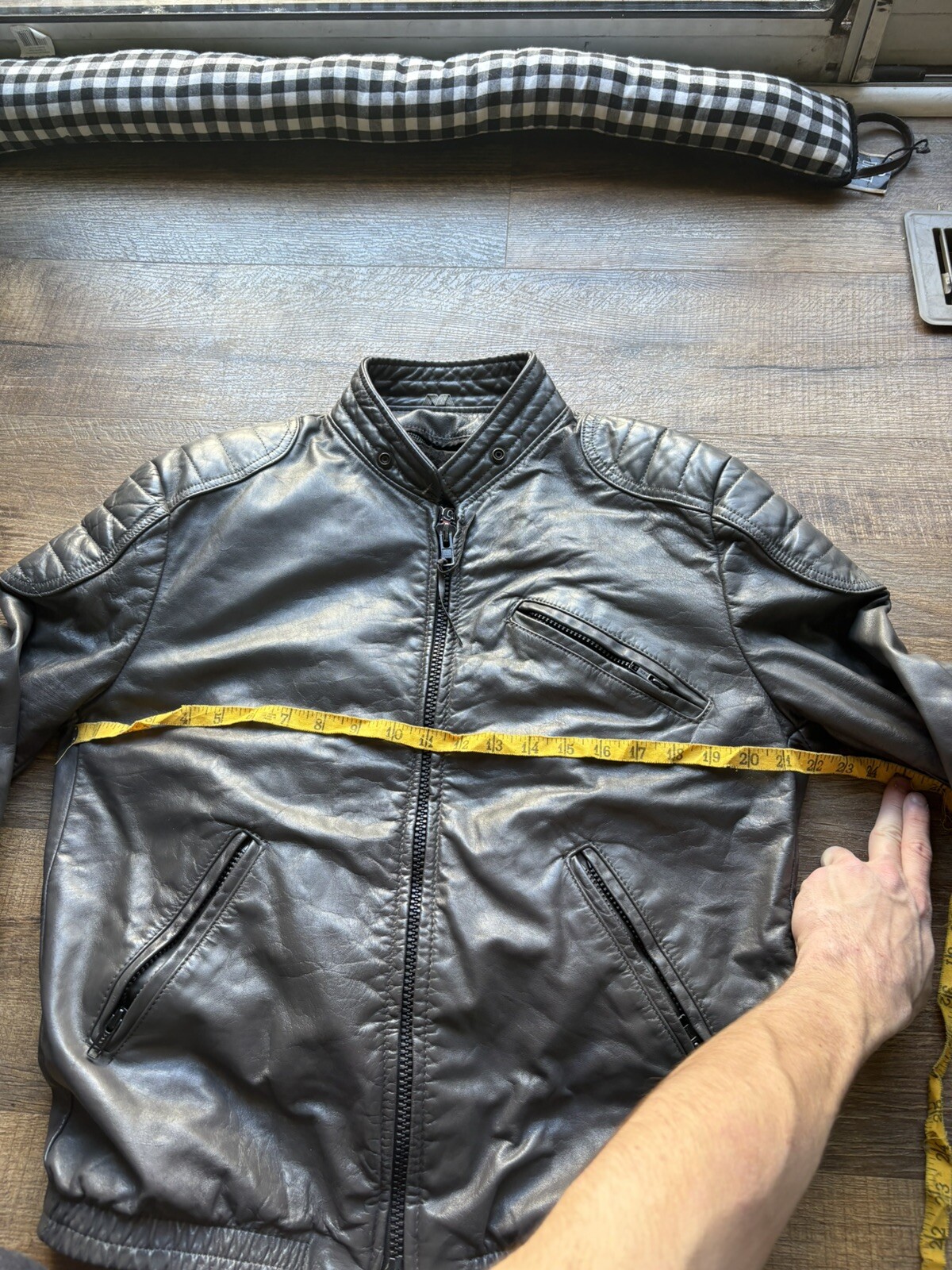 Vintage Brooks Sportswear Black Leather Sherpa Lined MOTORCYCLE JACKET 40 Padded