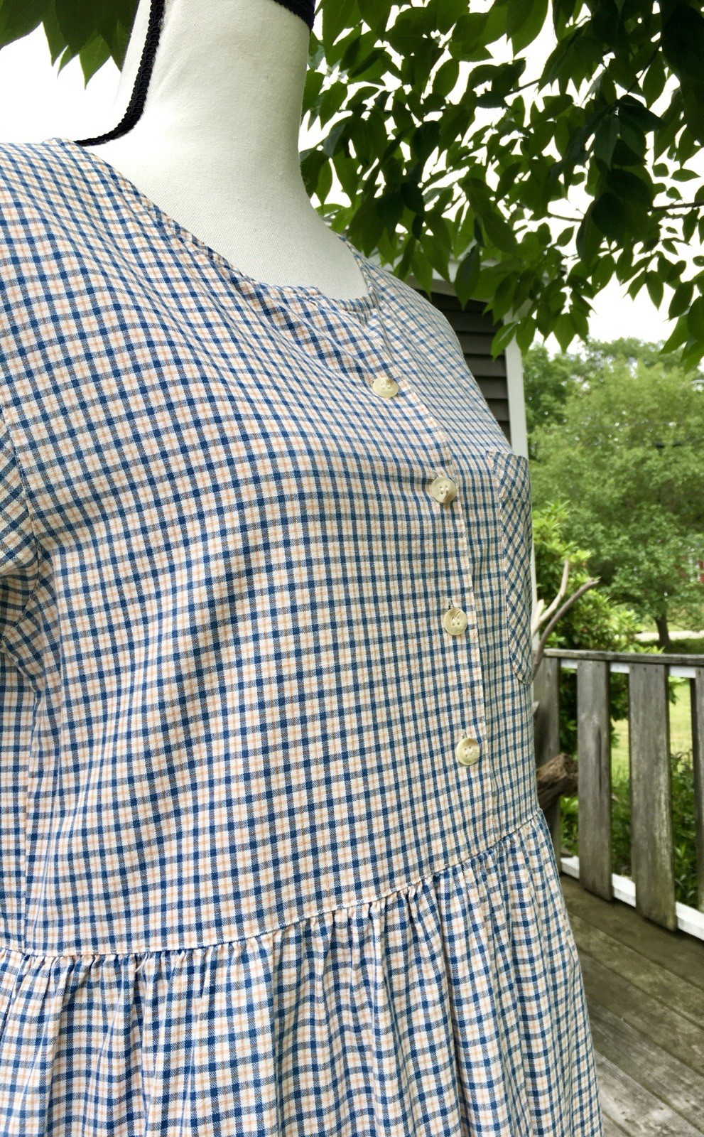 Vintage 90’s Ralph Lauren Plaid Gingham Dress Cottagecore Size L Grandma