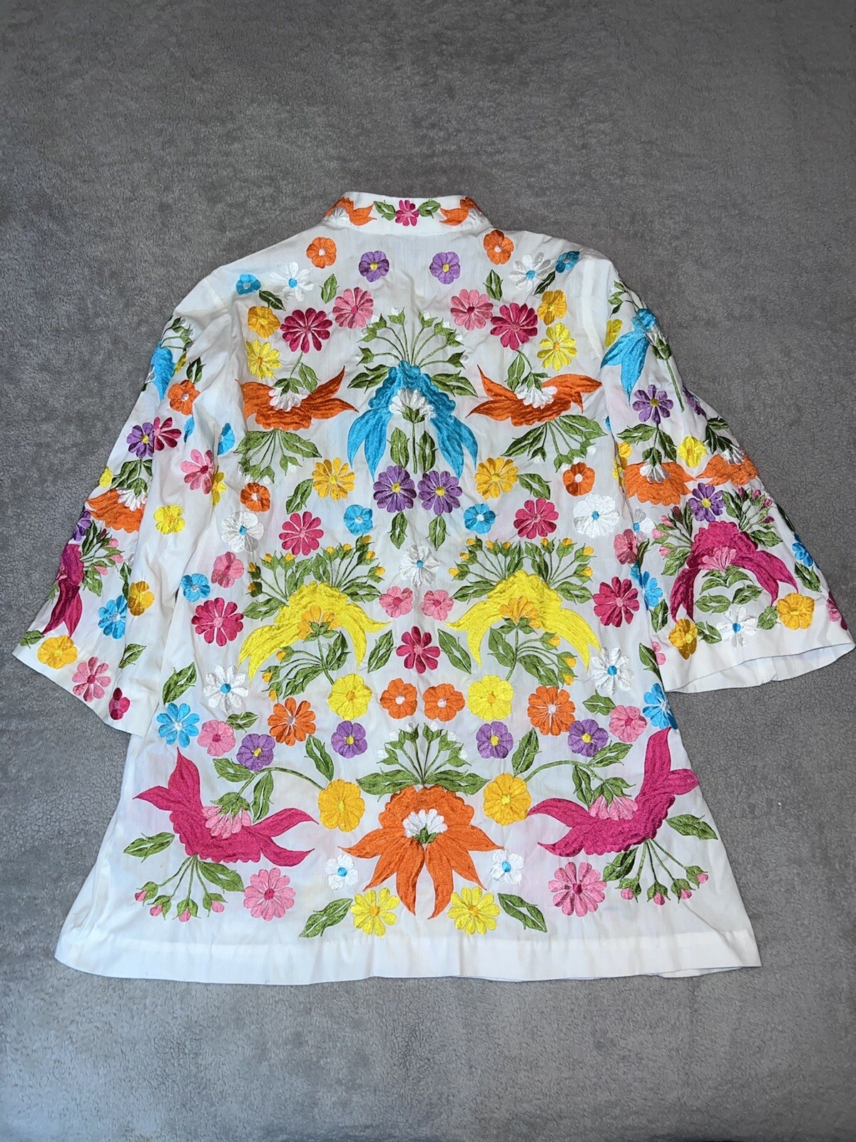 Vintage CHUCHI Colorful Floral Embroidered Tunic Jacket Top Sz S
