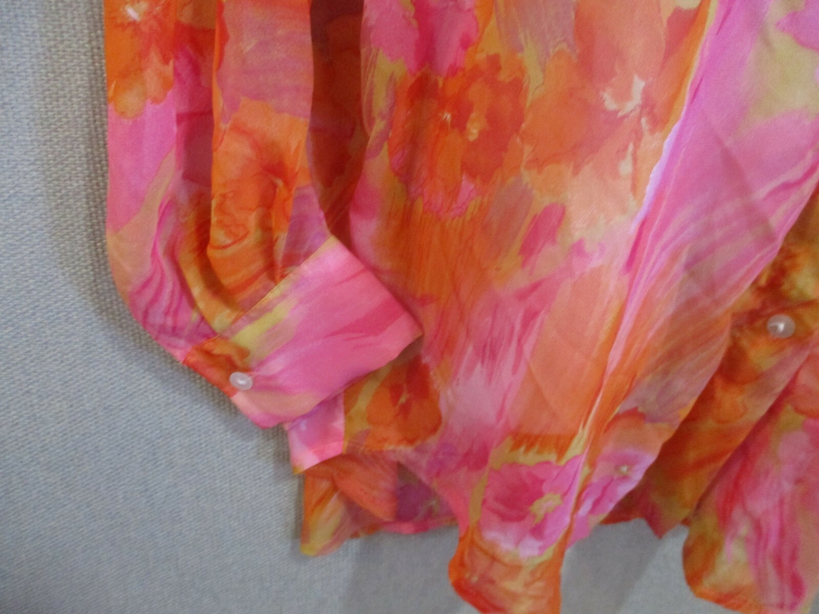 Vintage Pacific ID Shirt One Size Fits Most Sheer Beach Cover-Up Bright Print