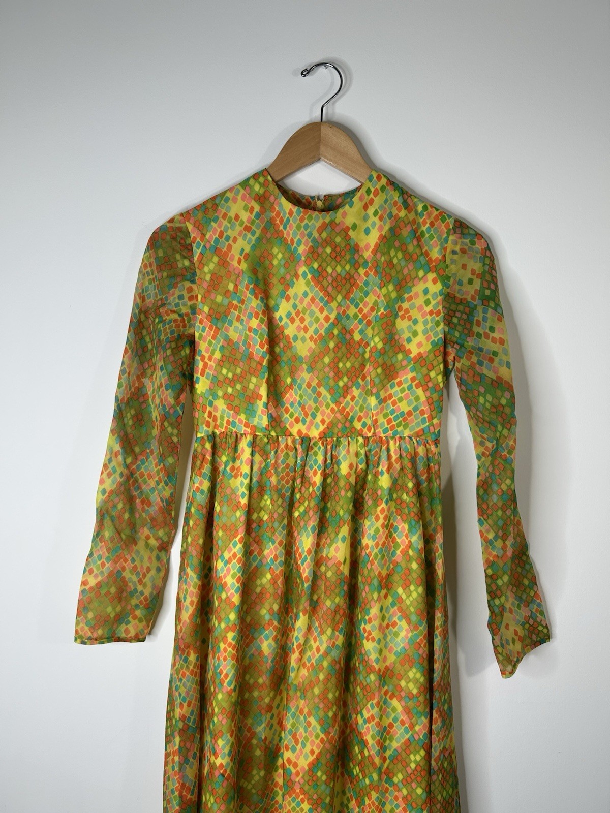 Vintage 1970’s Dress Women’s Multicolor Checkered Aline Party