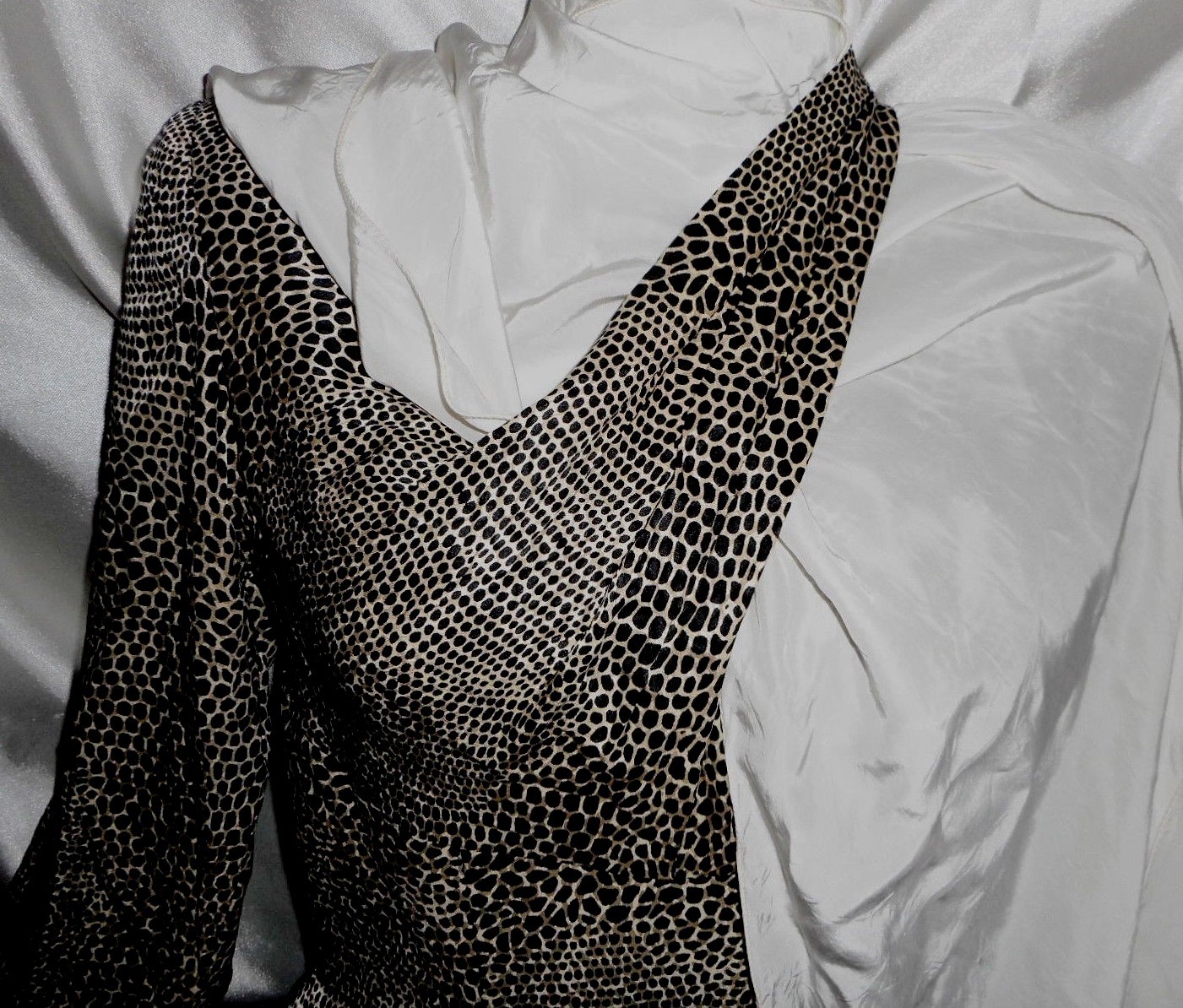 VinTage Couture Vicky Tiel Paris Silk Blouse Peplem Black White XS m/i France