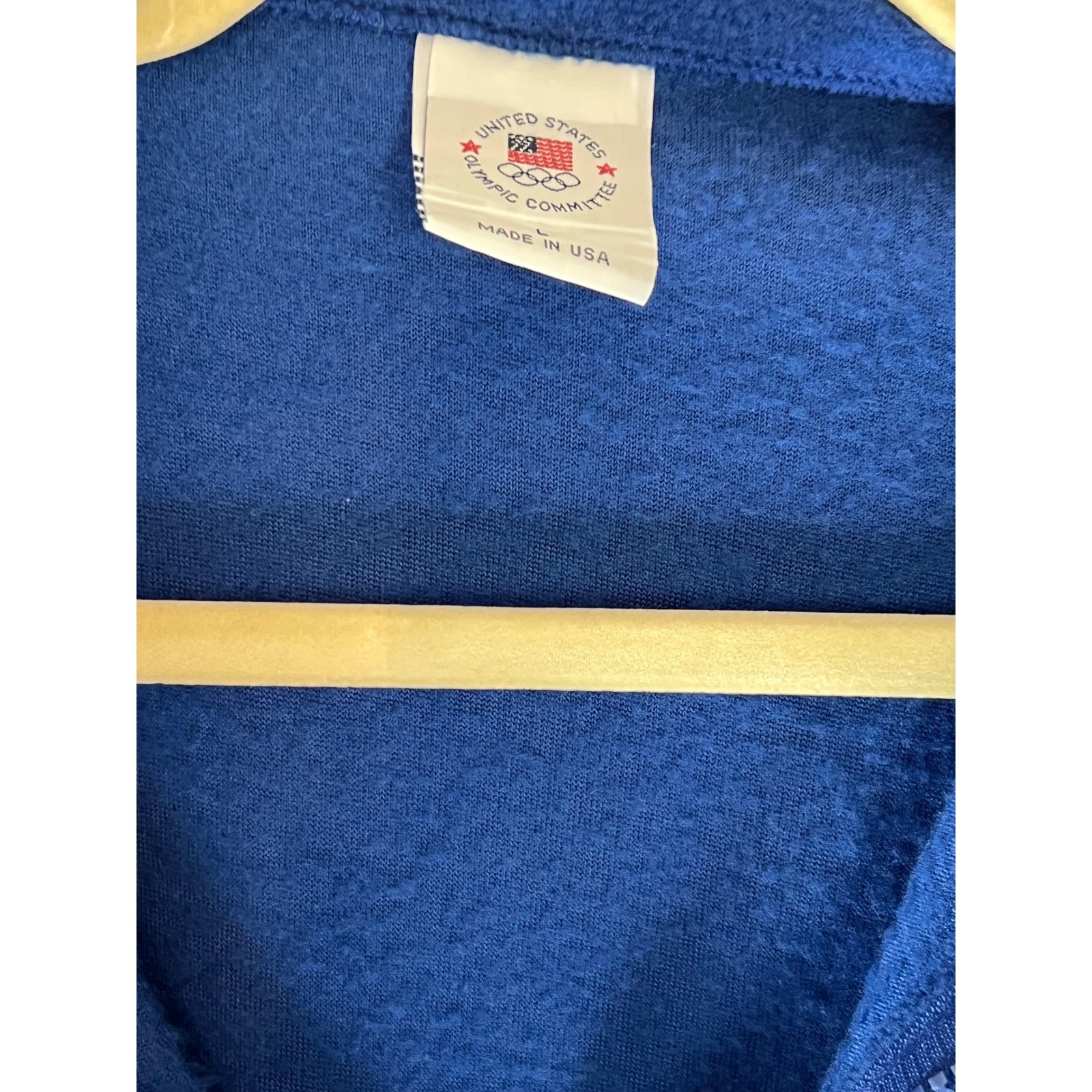 Vintage USA Olympic Fleece Vest Blue Zip Front Embroidered Rings USA