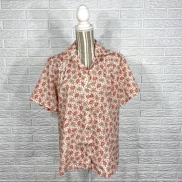 Vintage Cos Cob Paisley Patterned Button Up Shirt Large Extra Large Cottagecore